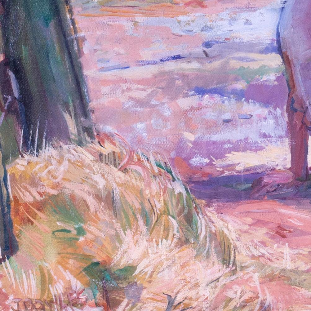 Grande peinture à l'huile d'Edna et Daphne, South Downs, West Sussex, 1977 John Bowles en vente 1