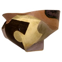 John Gill Bowl #37 Signed 1993 Contemporary Abstract Stoneware Biomorphic Glazed