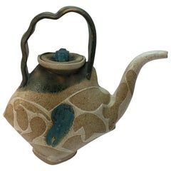 John Gill Vintage Studio Art Pottery Teapot Abstract Ceramic Signed Dated 84