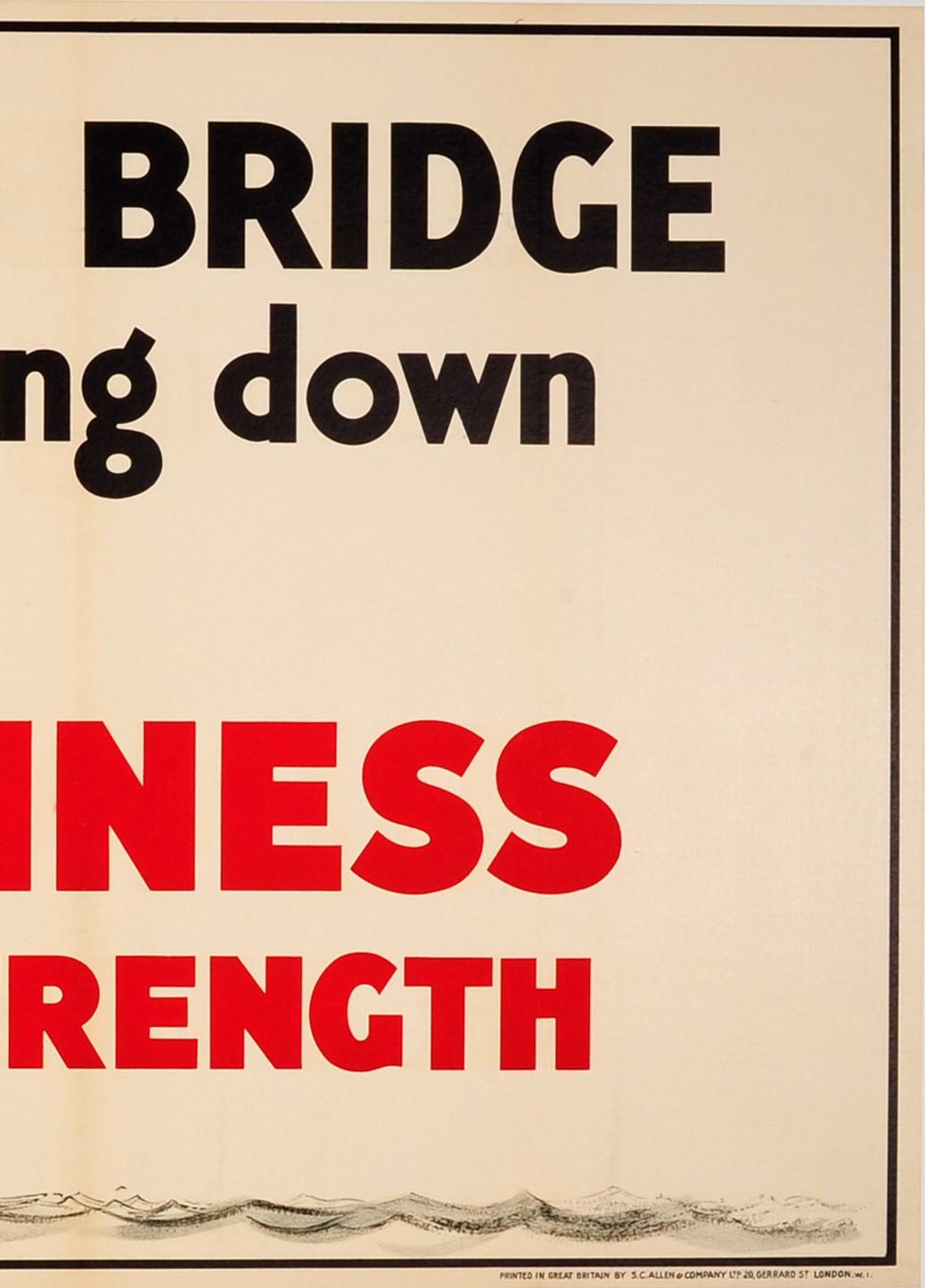 Large Original Vintage Guinness Poster Waterloo Bridge Is Coming Down Drink Ad 1
