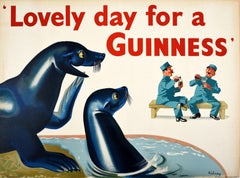 Affiche publicitaire originale vintage " Lovely Day for A Guinness Irish Stout Gilroy "