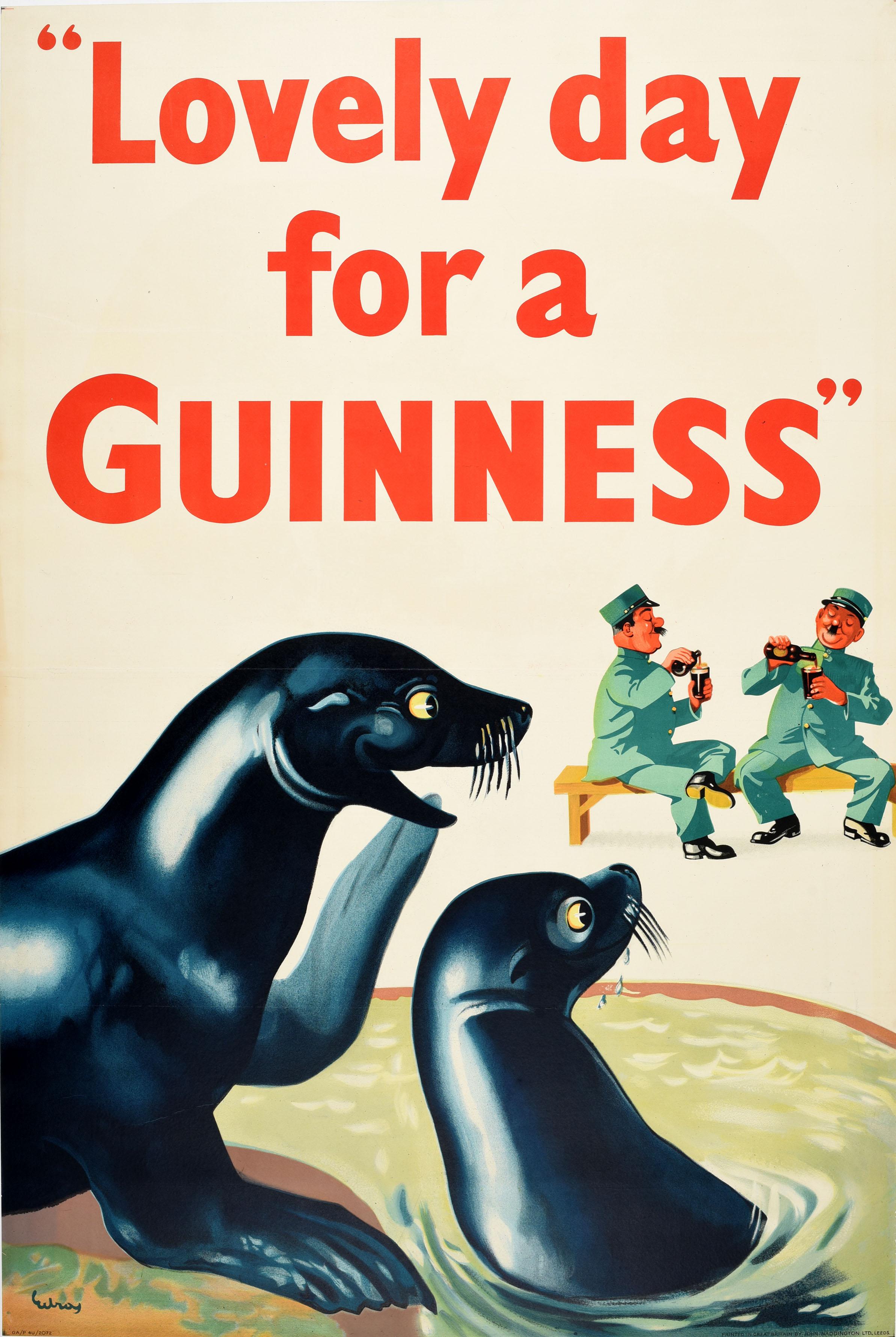 Original Vintage Advertising Poster Lovely Day For A Guinness Seal Gilroy Design