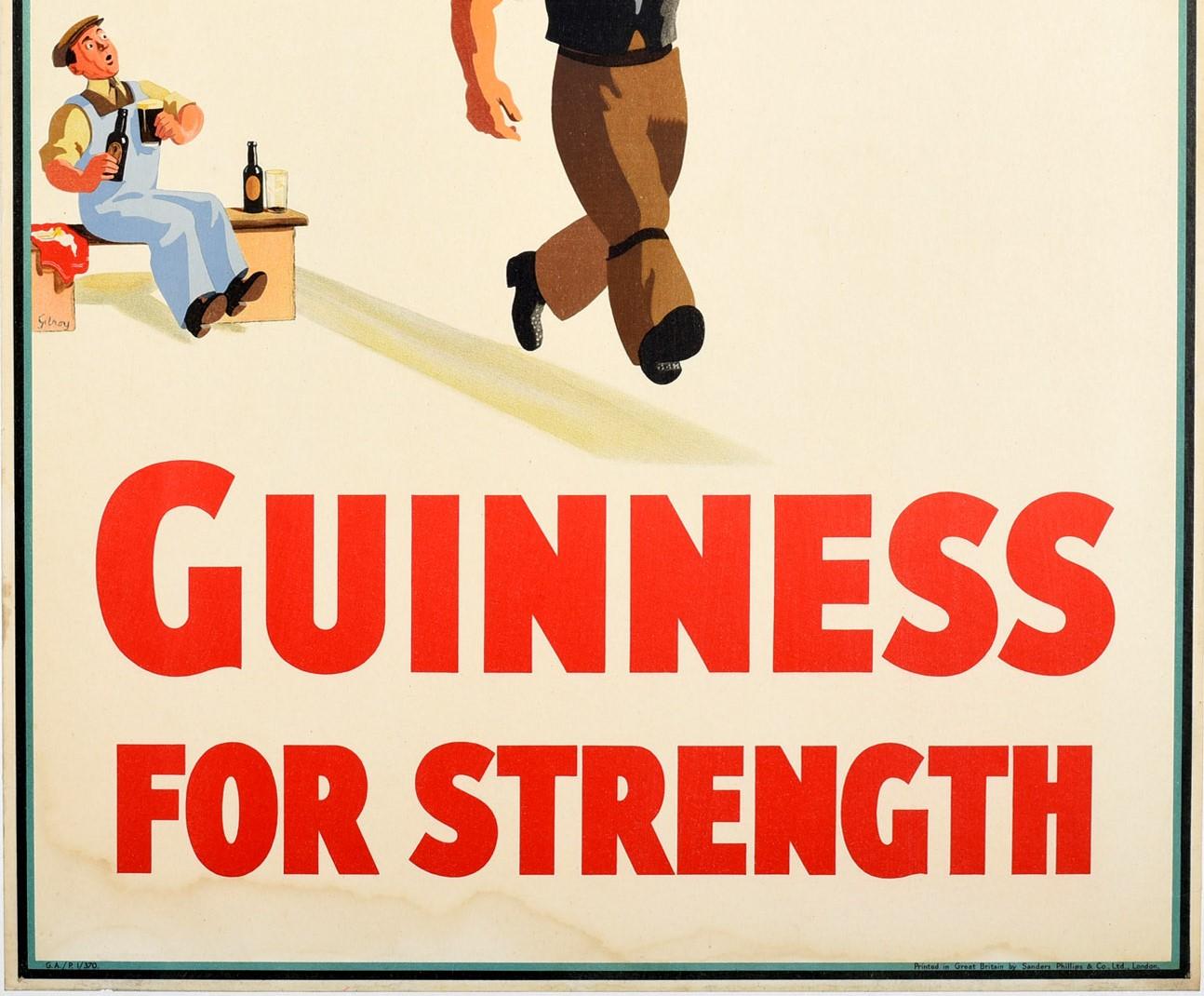Original Vintage Getränke-Poster Guinness für Strength Stahlstrahl Design Stout Beer (Weiß), Print, von John Gilroy