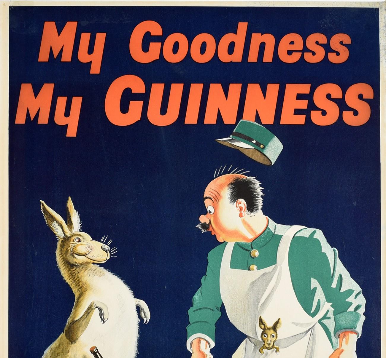 Original Vintage Drink Poster My Goodness My Guinness Kangaroo Beer Bottle Pouch - Print by John Gilroy