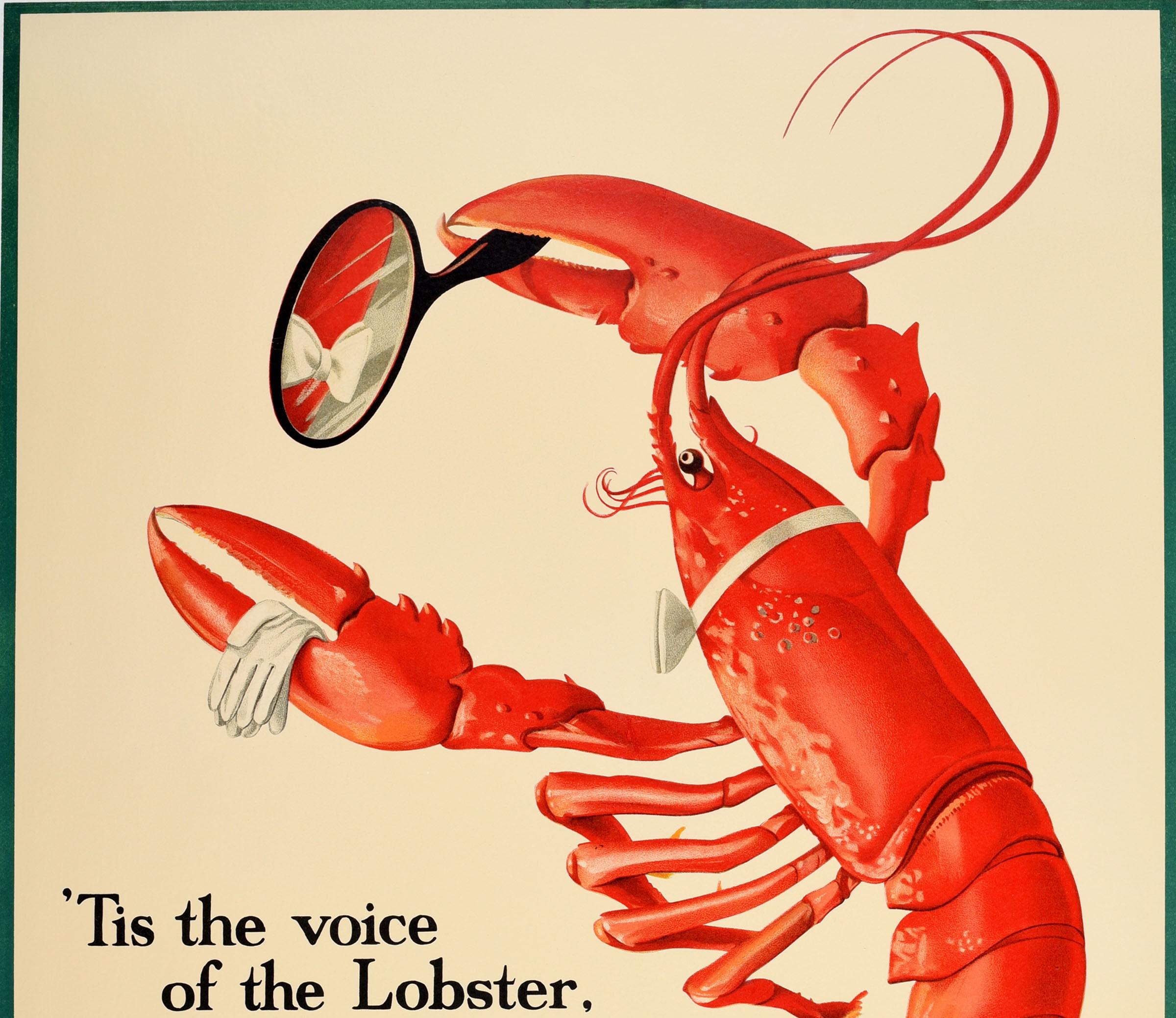 Original Vintage Guinness And Lobster Poster Alice In Wonderland Theme Poem Art - Print by John Gilroy