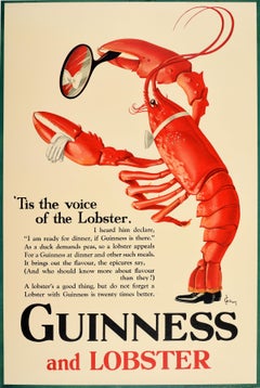 Affiche rétro originale Guinness And Lobster:: Alice au pays des merveilles:: Poème d'art