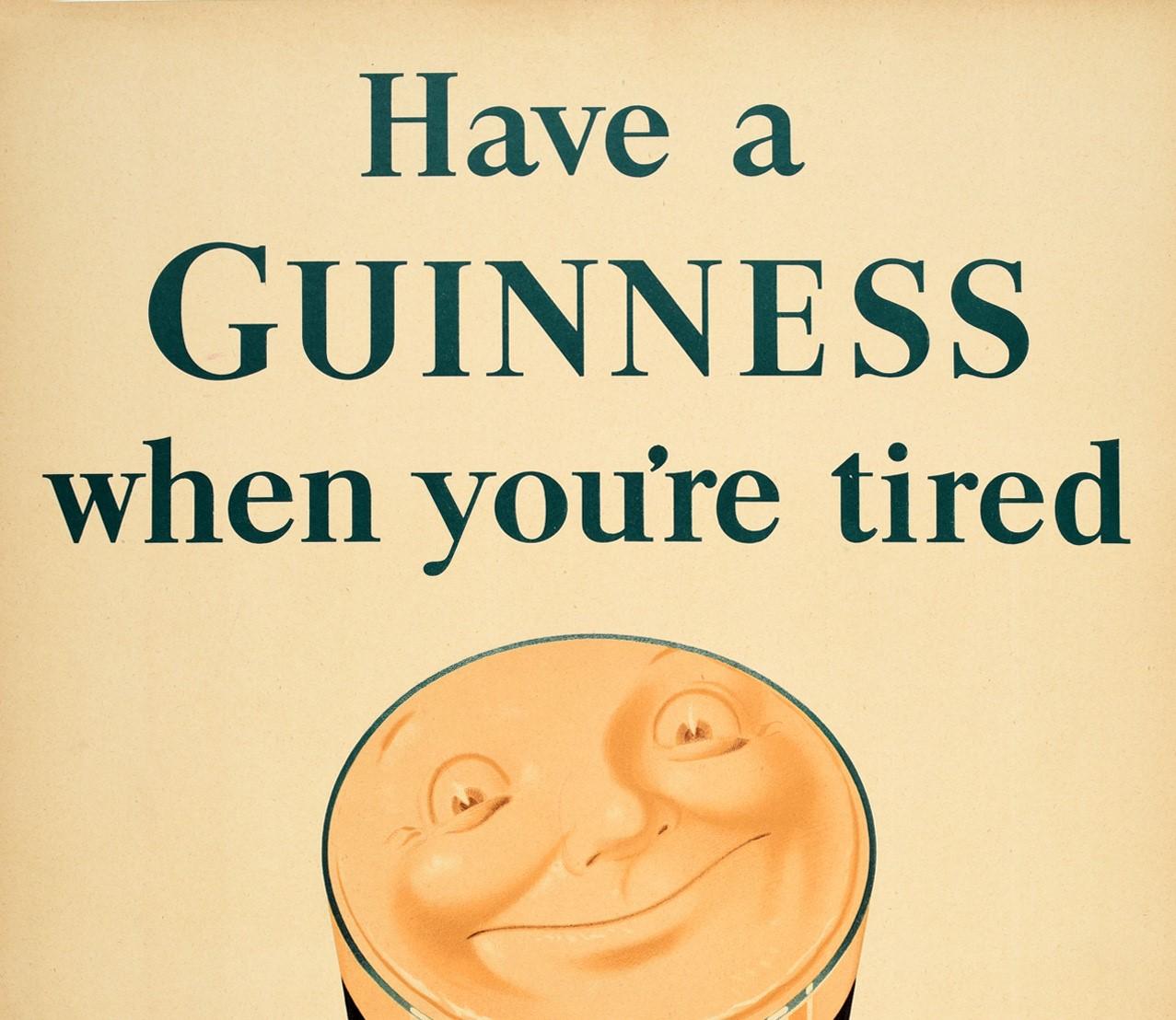 Póster Vintage Original de Guinness Tómate una Guinness cuando estés cansado Pint Relajante - Print de John Gilroy