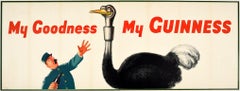 Original Vintage My Goodness My Guinness Poster Stout Beer Ad Ostrich Zoo Keeper