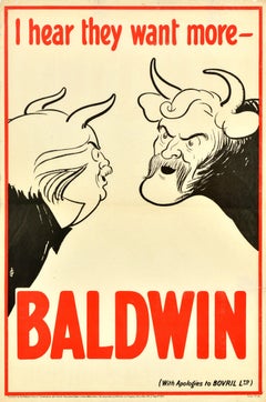 Original Vintage Political Propaganda Poster Baldwin Bovril British Elections