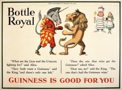 Rare affiche publicitaire vintage originale Guinness Bottle Royal John Gilroy