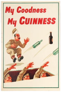 Rare Original Vintage My Goodness My Guinness Poster By John Gilroy WWII Trench