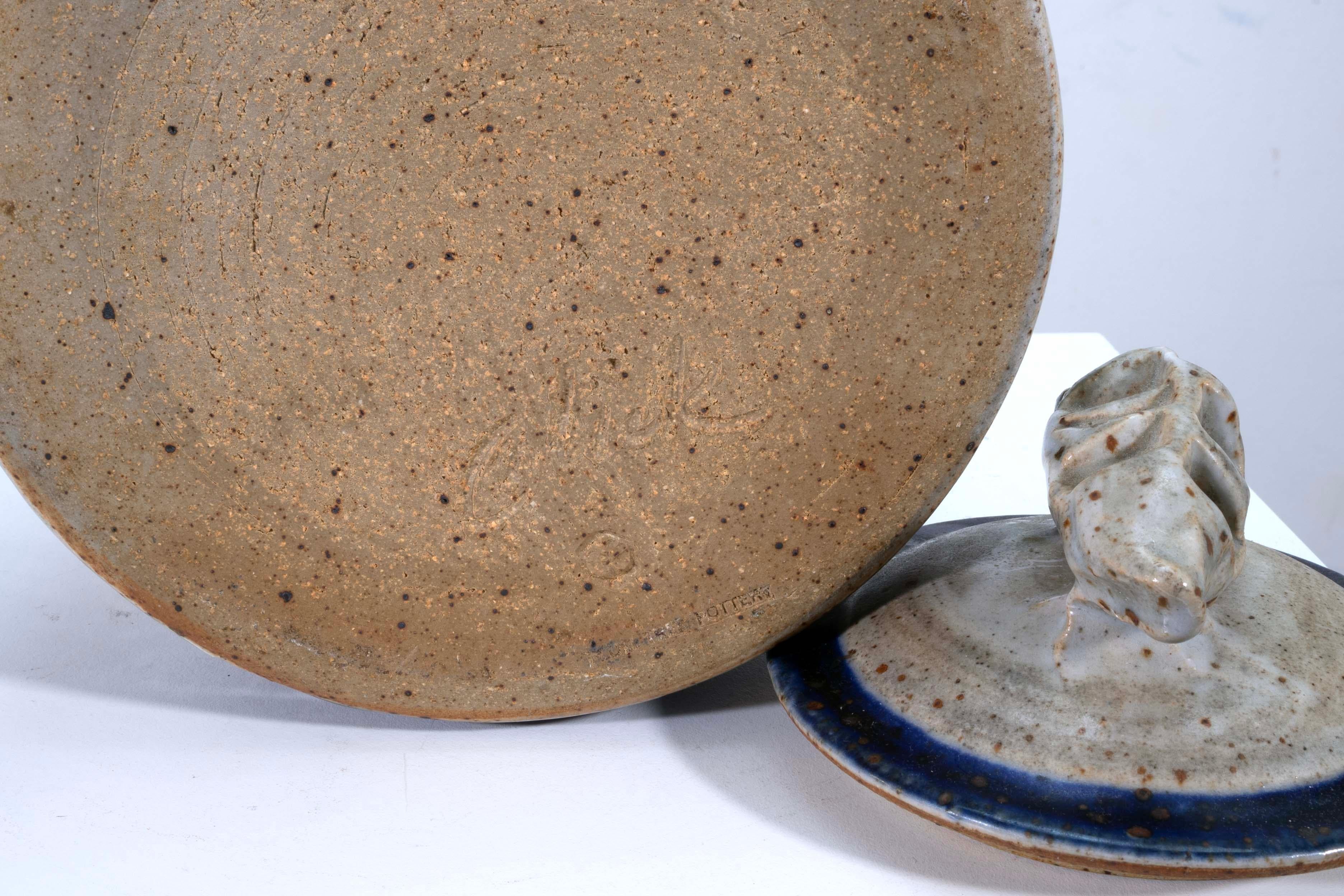 John Glick Vaso rivestito in ceramica Stoneware Blue Firmato e timbrato in vendita 4