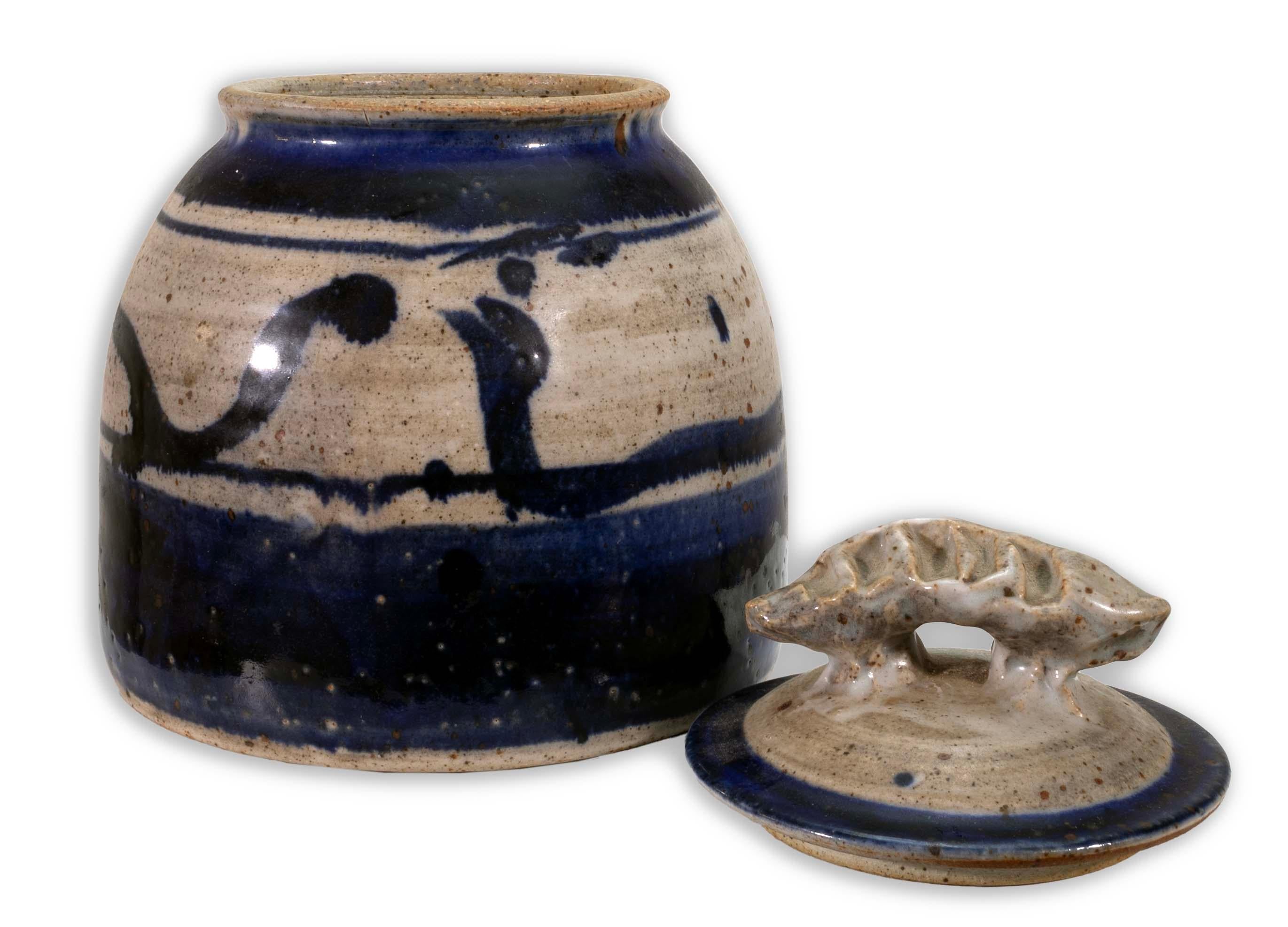 Terracotta John Glick Vaso rivestito in ceramica Stoneware Blue Firmato e timbrato in vendita