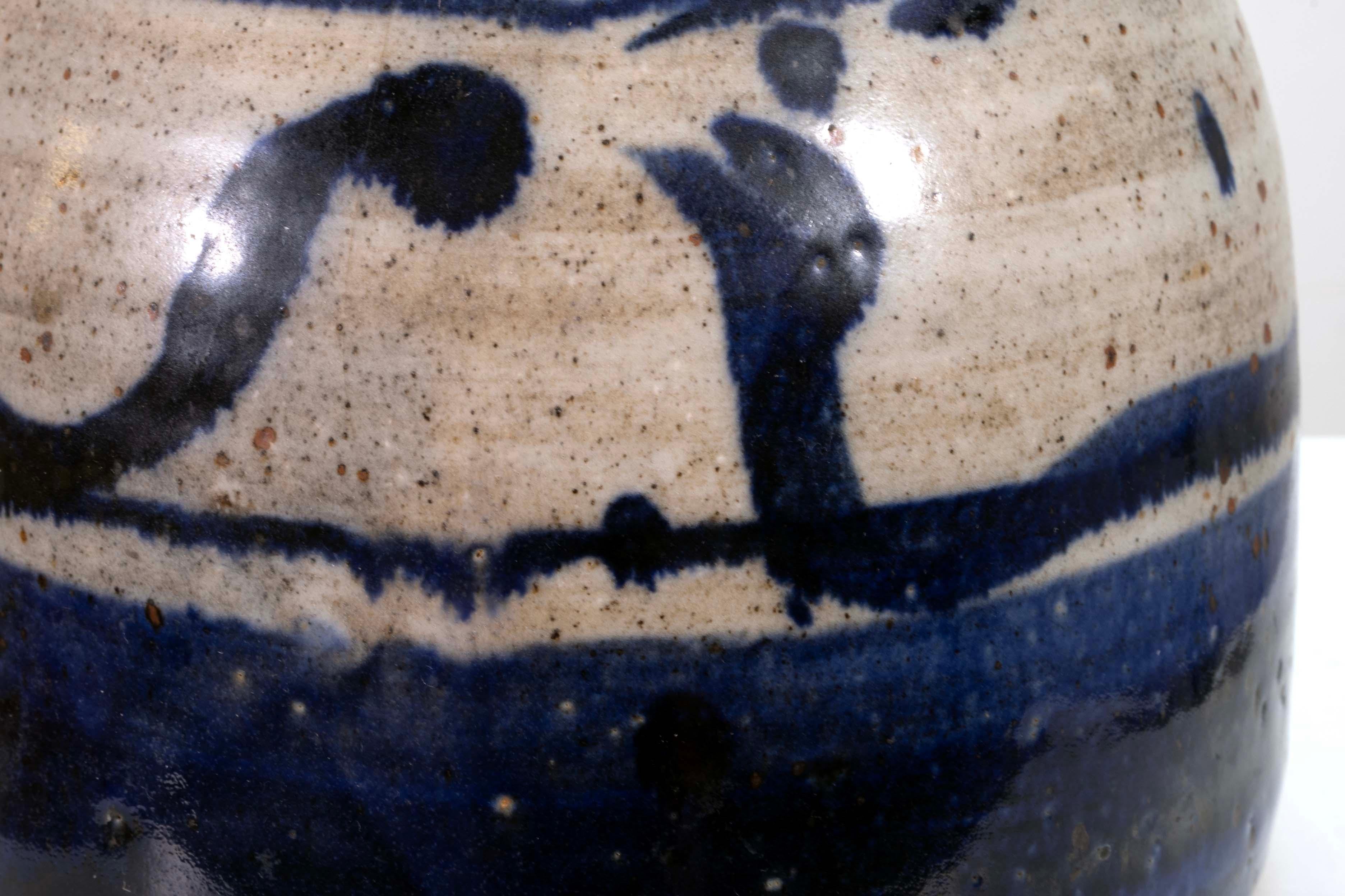 John Glick Vaso rivestito in ceramica Stoneware Blue Firmato e timbrato in vendita 1