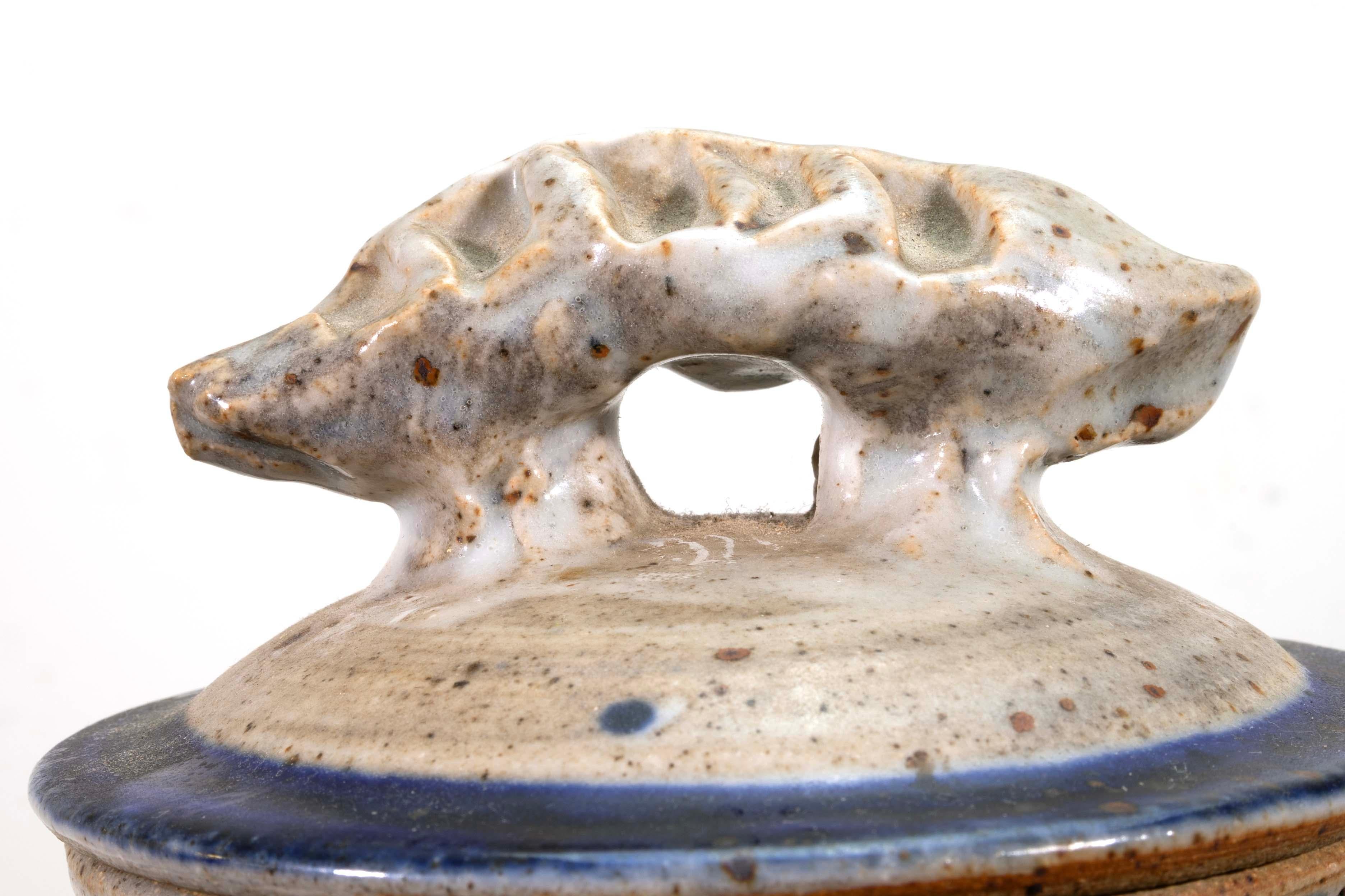 John Glick Vaso rivestito in ceramica Stoneware Blue Firmato e timbrato in vendita 2