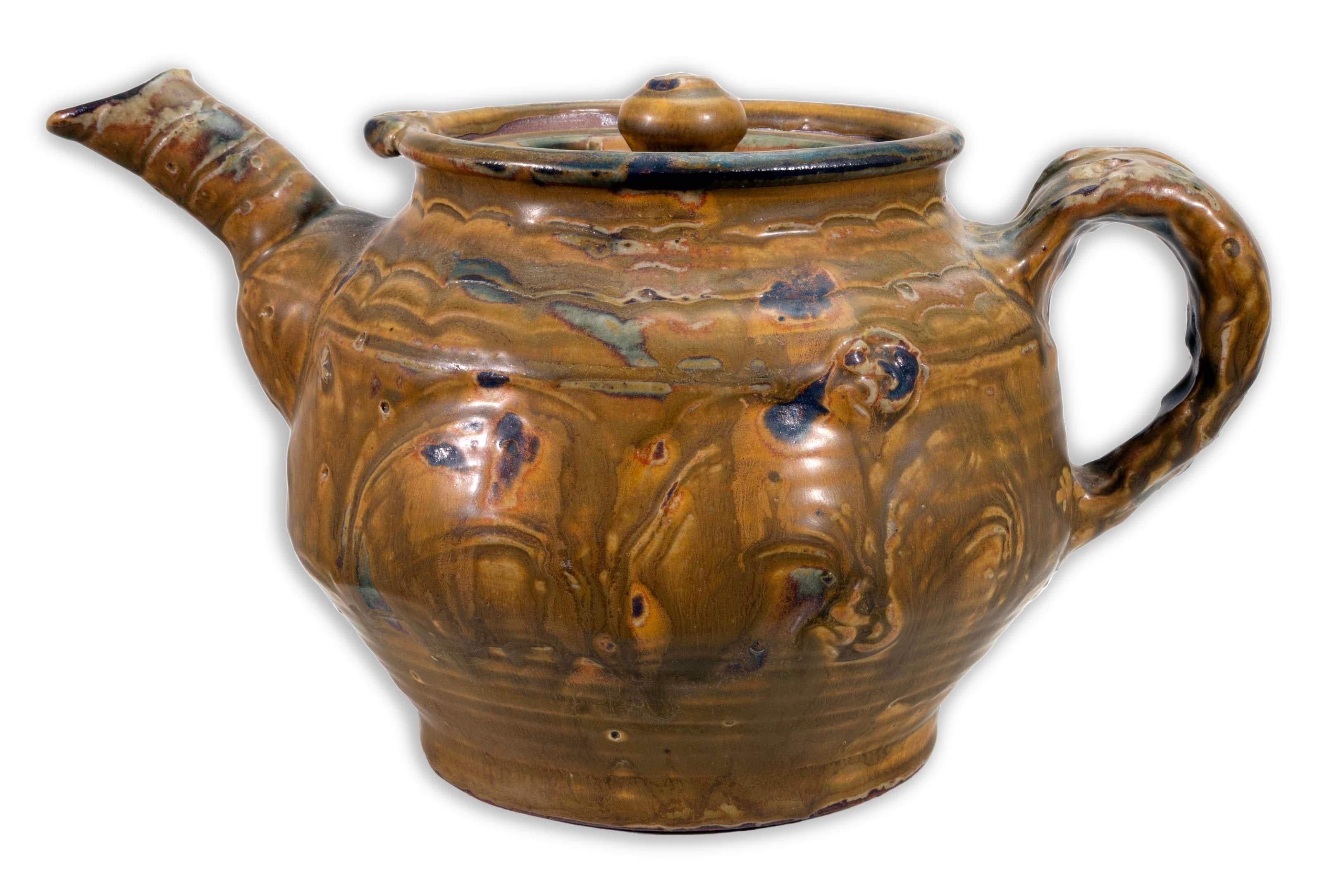 American John Glick Ceramic Stoneware Coffee Tea Pot Signed and Stamped For Sale