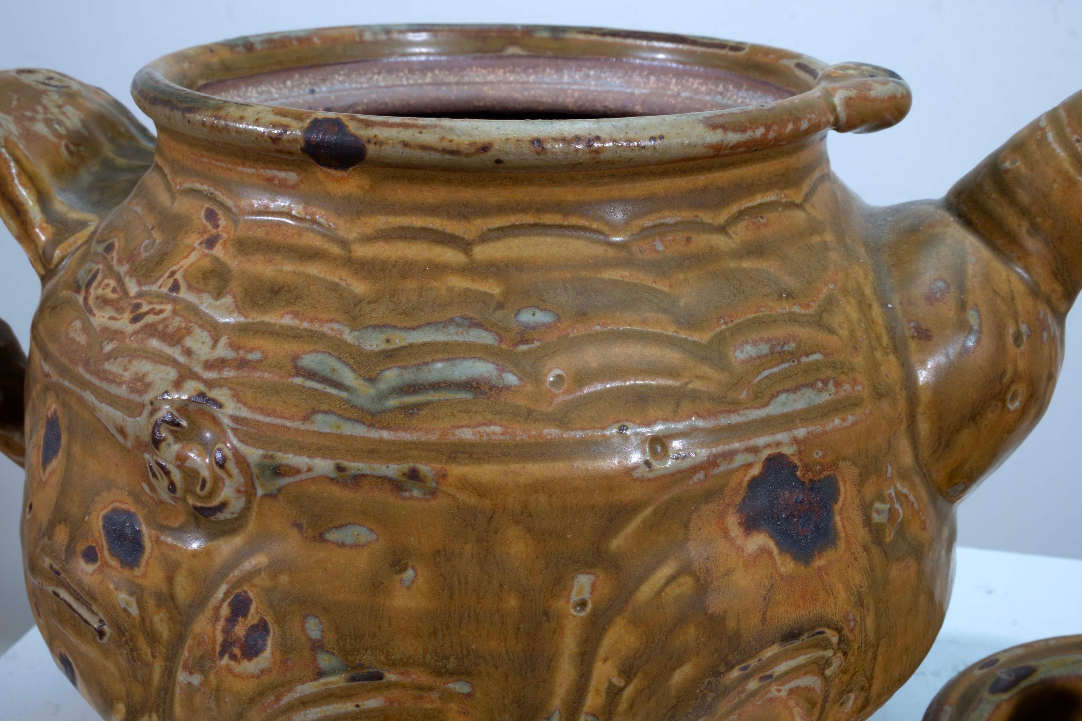 Pottery John Glick Ceramic Stoneware Coffee Tea Pot Signed and Stamped For Sale
