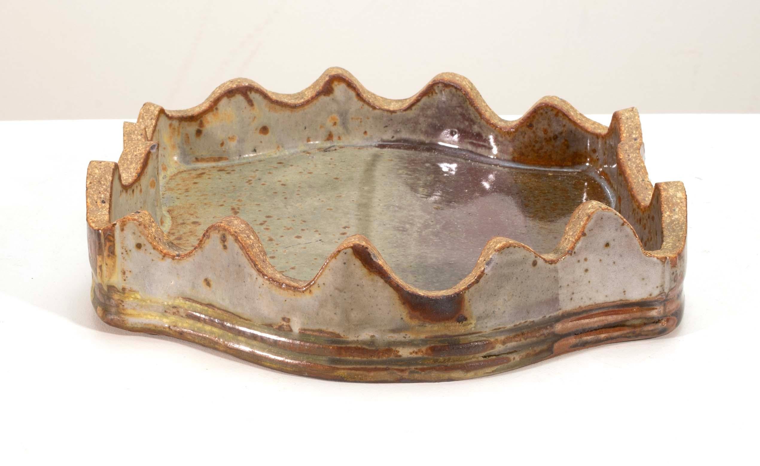 John Glick, piatto da portata in ceramica con coperchio in gres, firmato in vendita 1