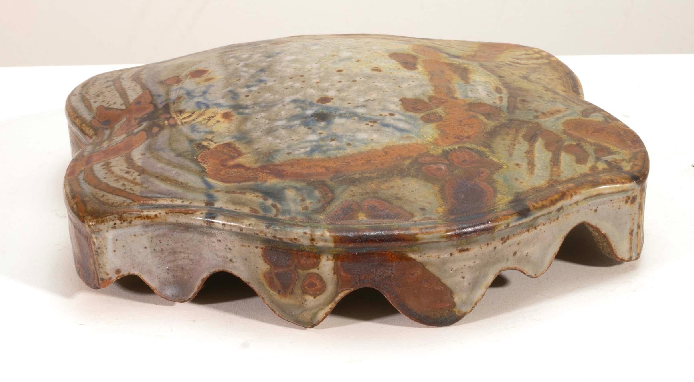 John Glick, piatto da portata in ceramica con coperchio in gres, firmato in vendita 2