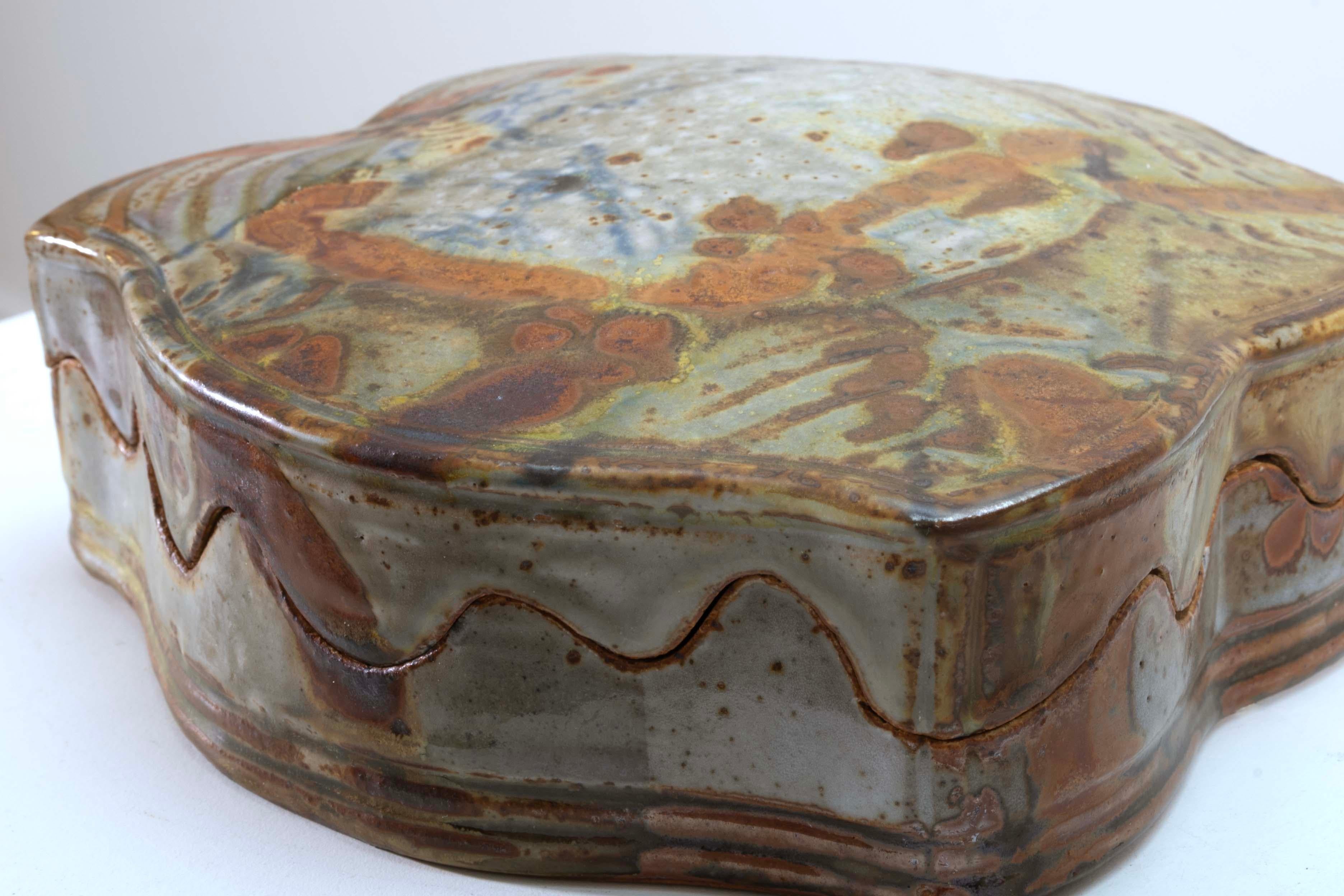 John Glick, piatto da portata in ceramica con coperchio in gres, firmato in vendita 3