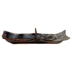 John Glick Ceramic Stoneware Cracker Olive Serving Dish Signed