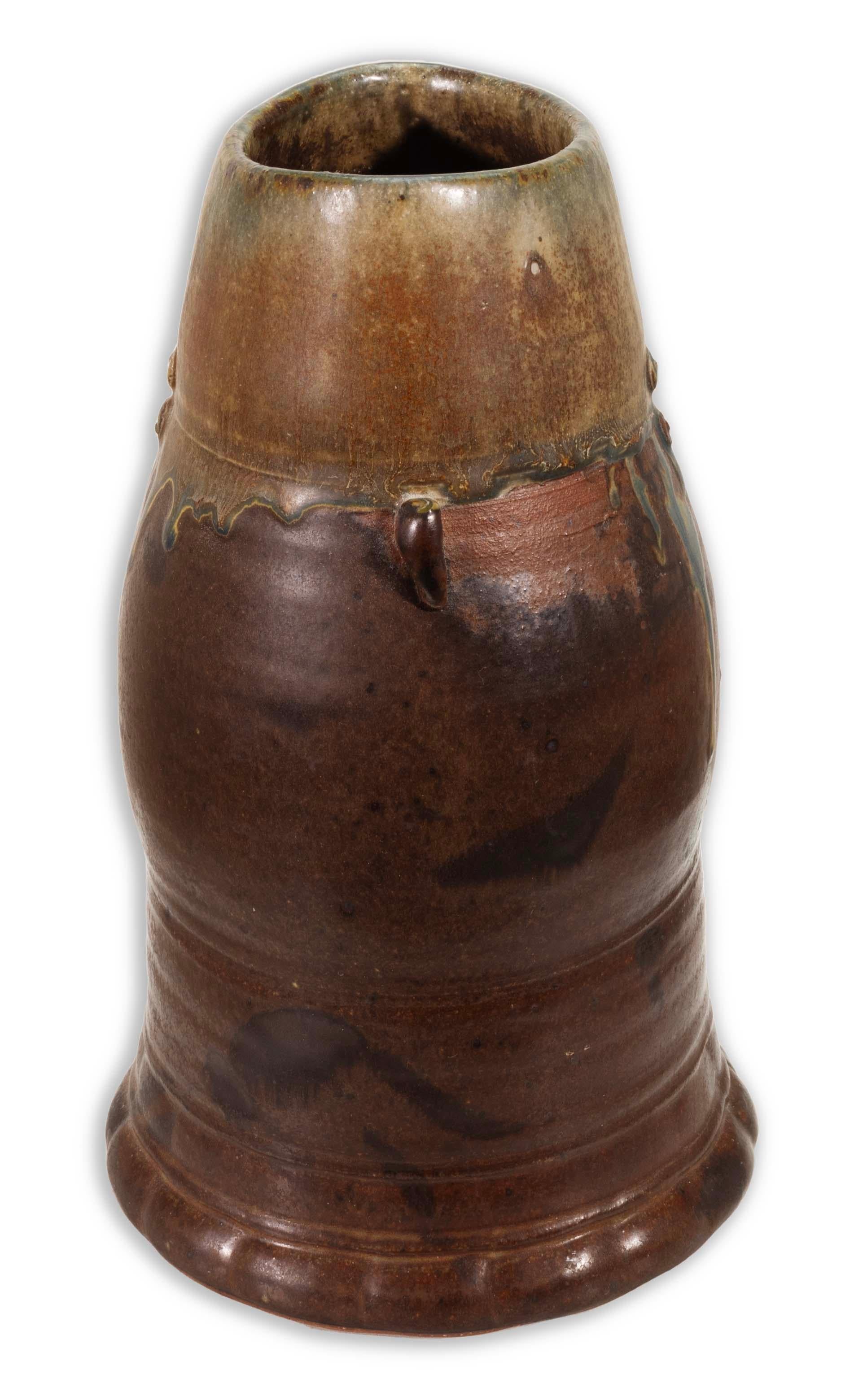 John Glick Ceramic Stoneware Medium Vase Stamped Plum Tree Pottery In Good Condition In Keego Harbor, MI