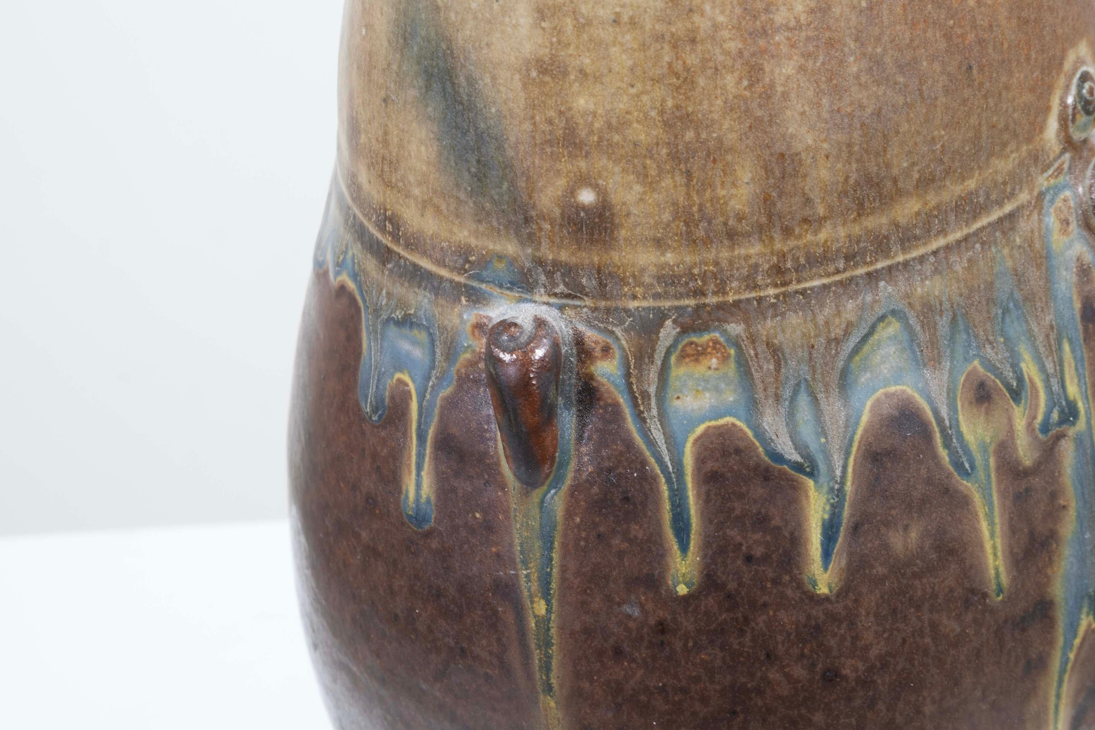 John Glick Ceramic Stoneware Medium Vase Stamped Plum Tree Pottery 3