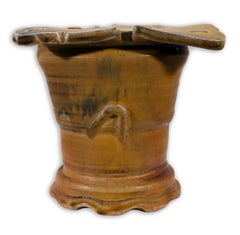 John Glick Ceramic Stoneware Rare Yellow Vase Signed