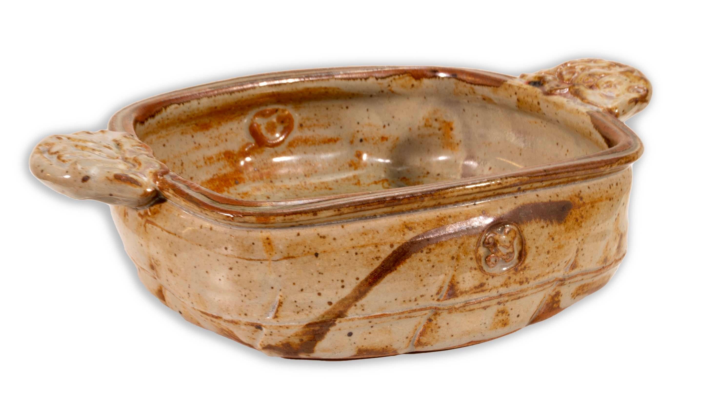 Americano Piatto da portata quadrato in ceramica e gres di John Glick firmato in vendita
