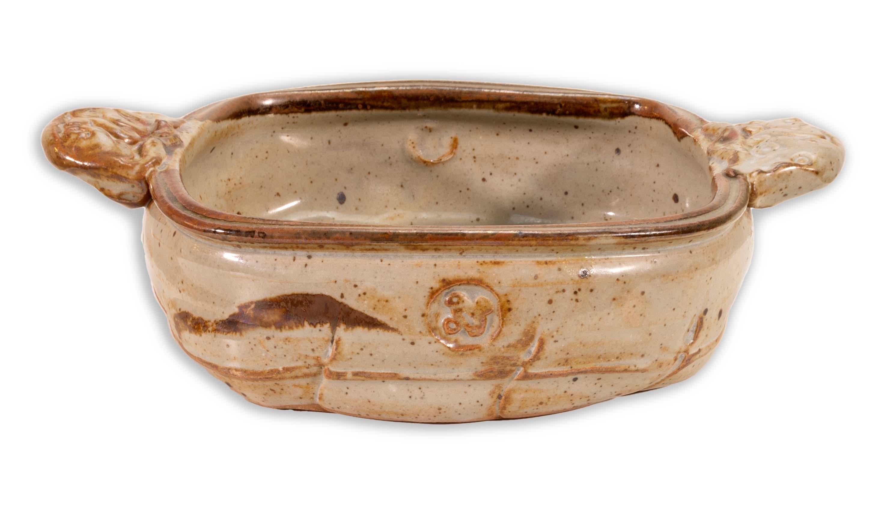 XX secolo Piatto da portata quadrato in ceramica e gres di John Glick firmato in vendita