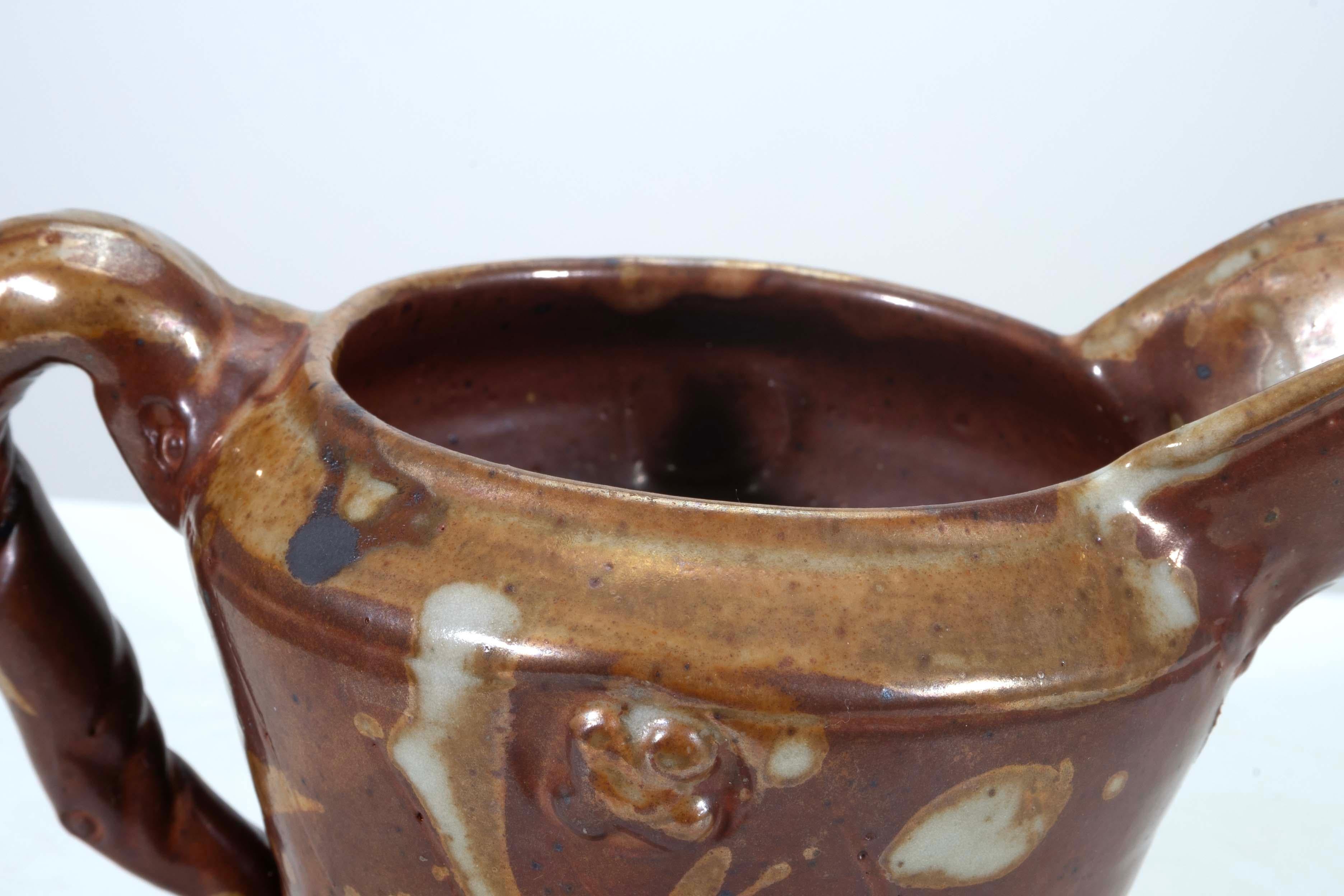 Terracotta Portazucchero e lattiera in ceramica di John Glick con timbro Plum Tree Pottery in vendita