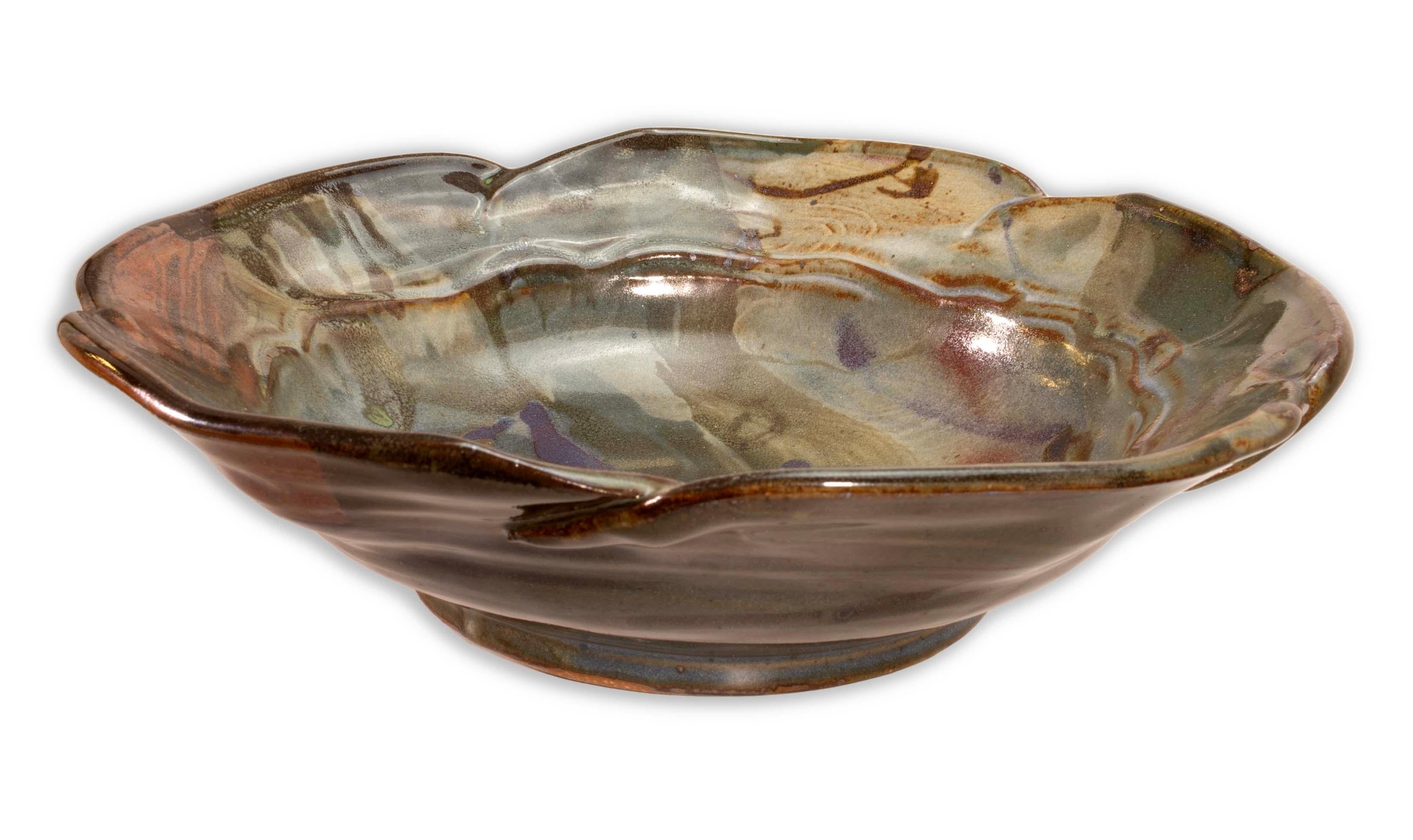 American John Glick Ceramic Stoneware Turquoise Bowl Signed and Stamped
