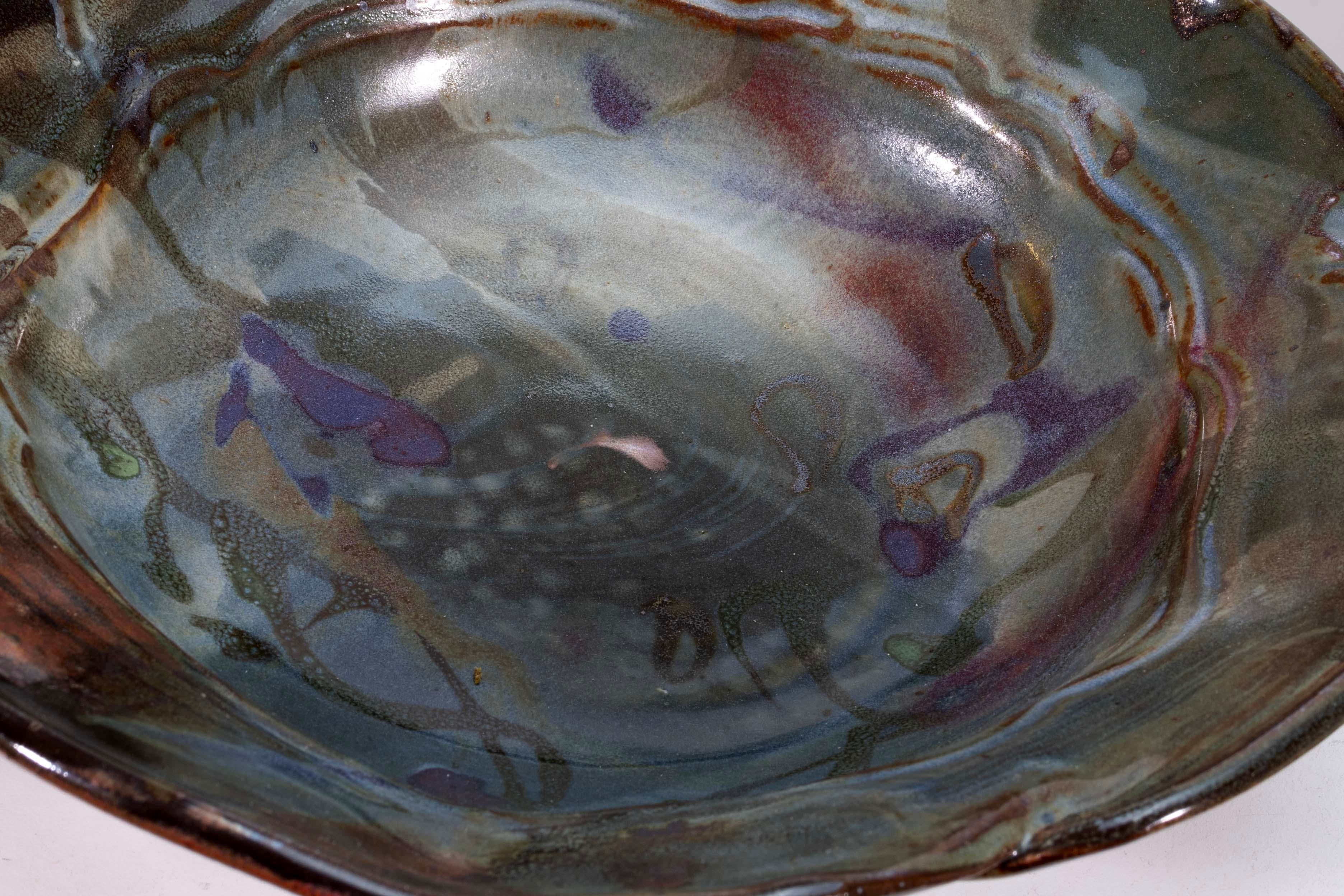 Pottery John Glick Ceramic Stoneware Turquoise Bowl Signed and Stamped