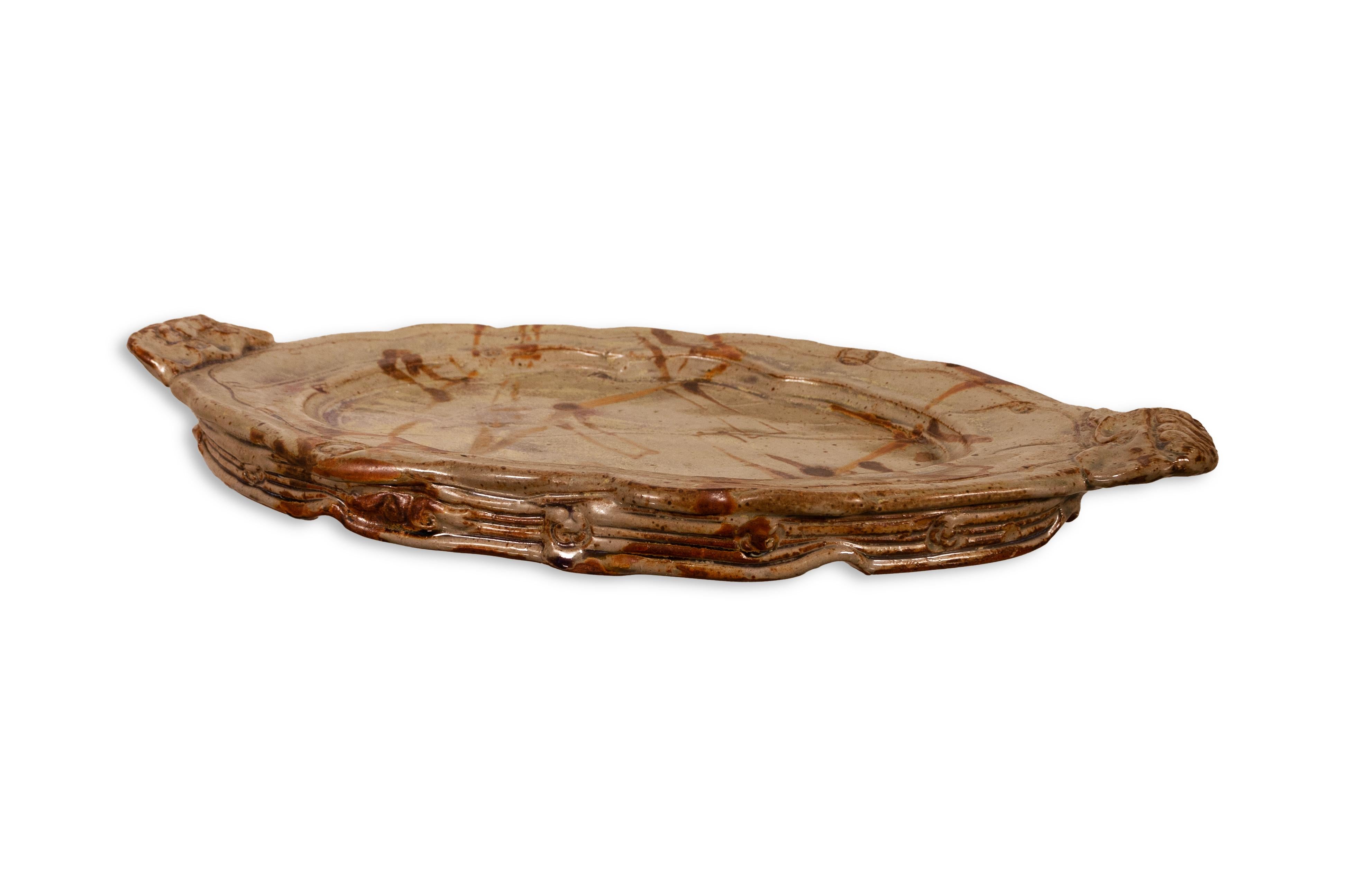 John Glick Charger Platter Modernist Stoneware Glazed Ceramic Plum Tree Pottery 2