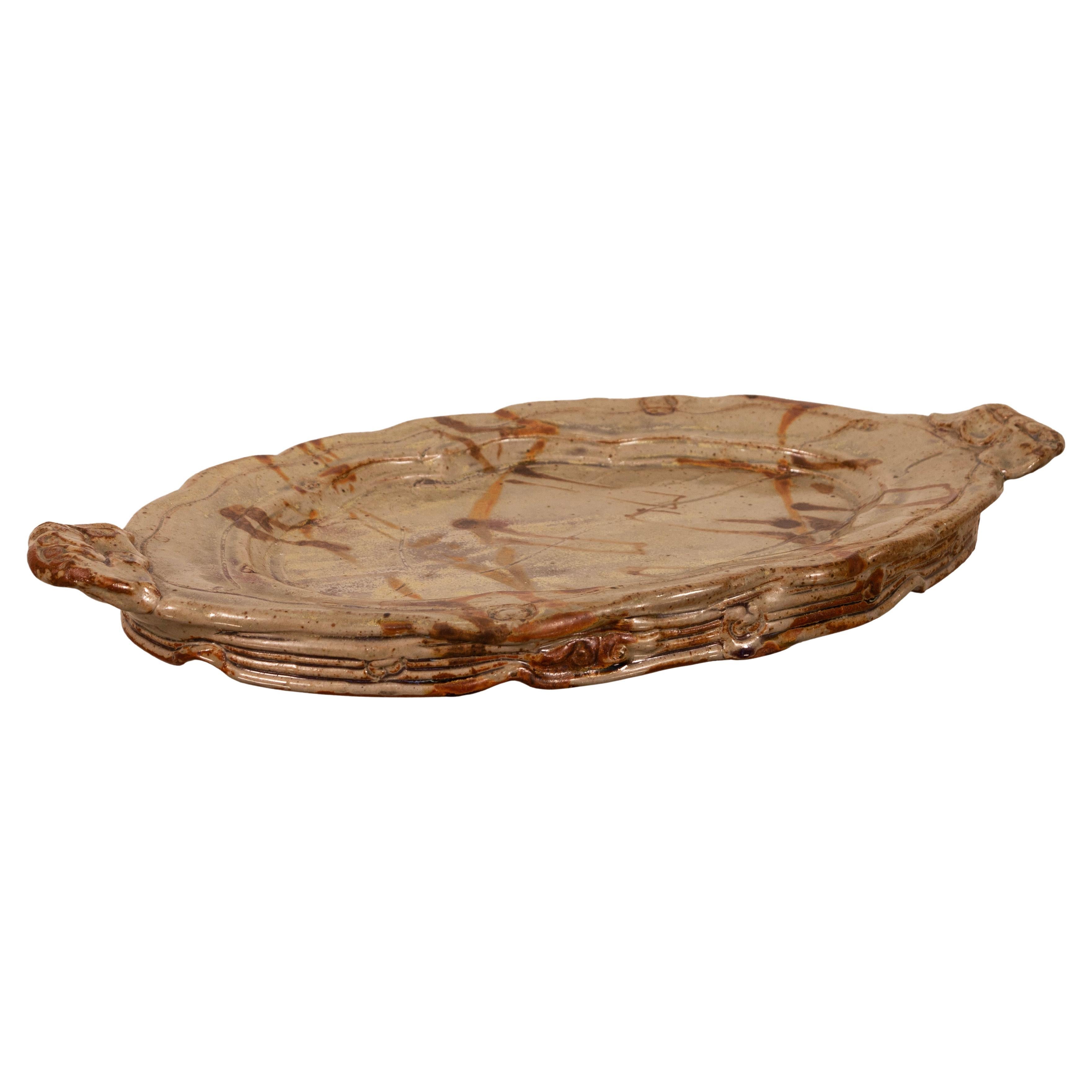 Plato Cargador John Glick Gres Modernista Cerámica Esmaltada Plum Tree Pottery