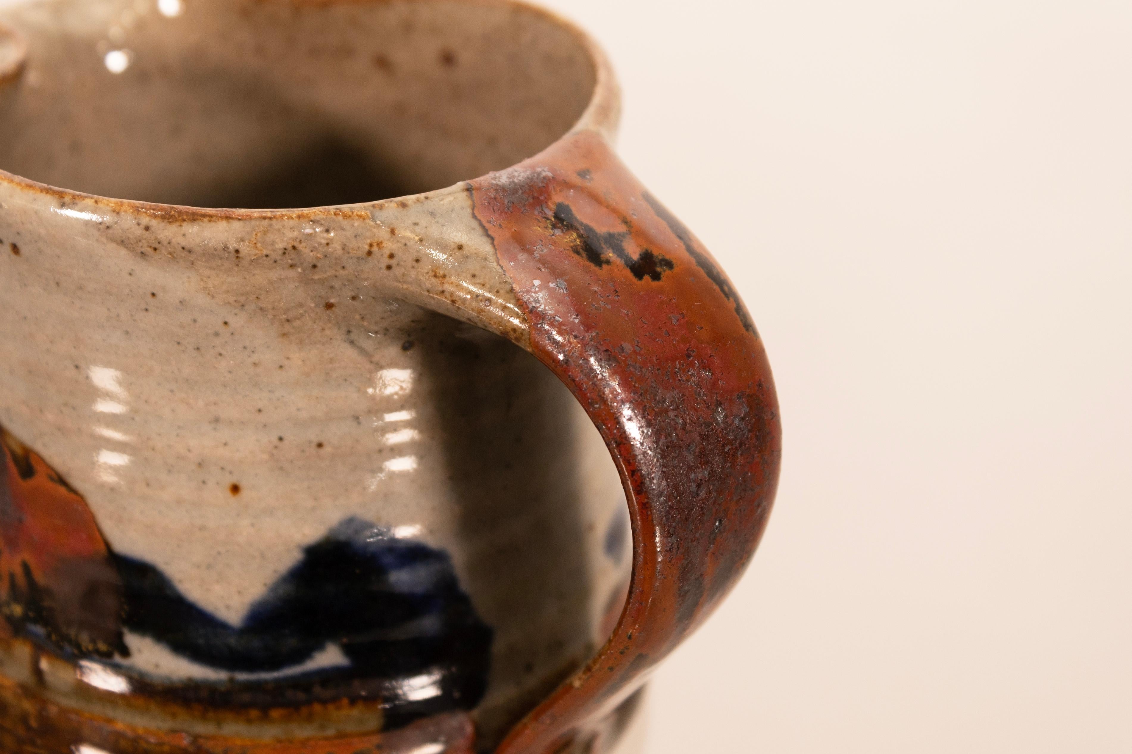American John Glick Creamer & Sugar Modernist Stoneware Glazed Ceramic Plum Tree Pottery