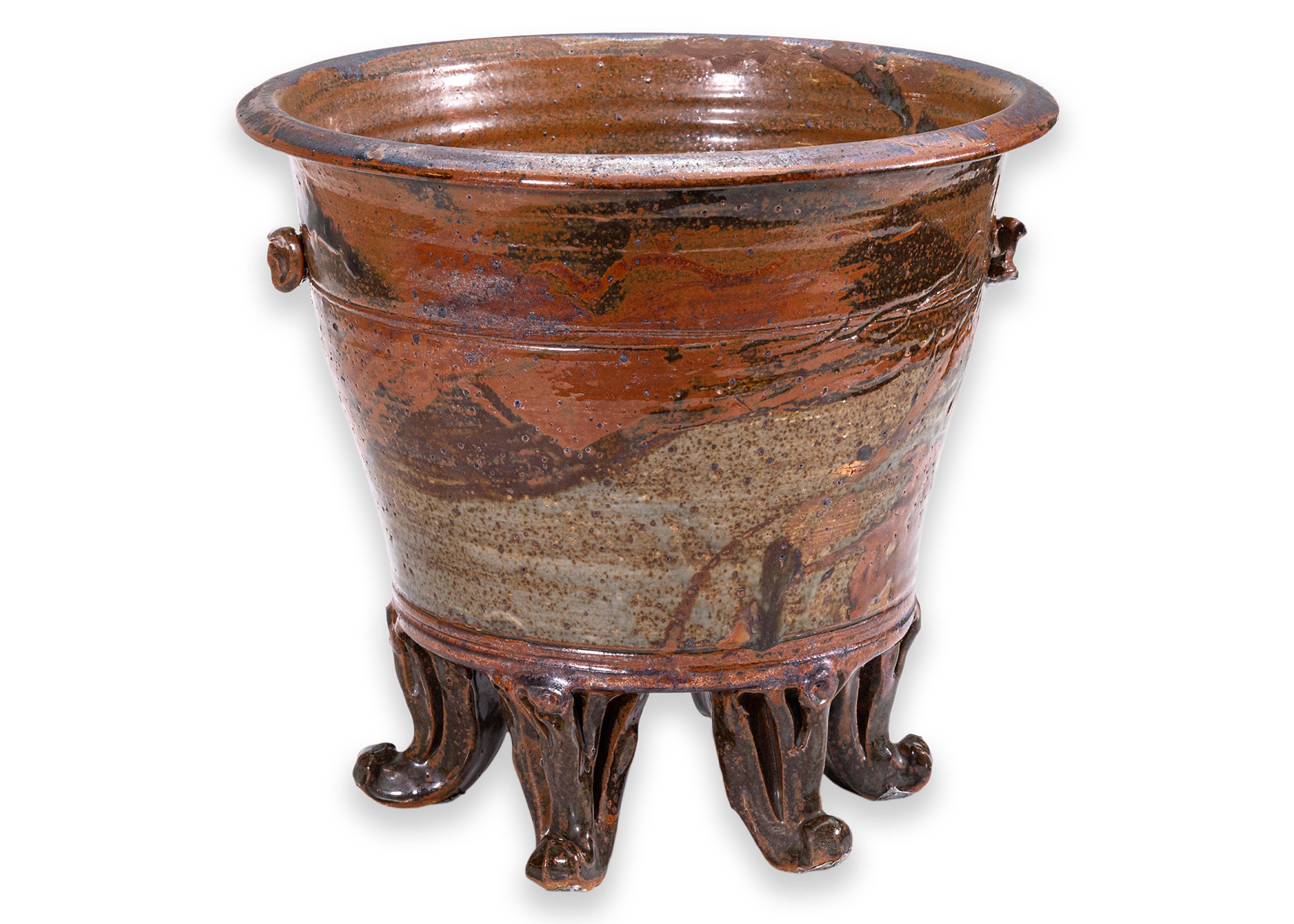 John Glick Jardinera con pie de cerámica esmaltada de gres modernista Plum Tree Pottery en venta 2
