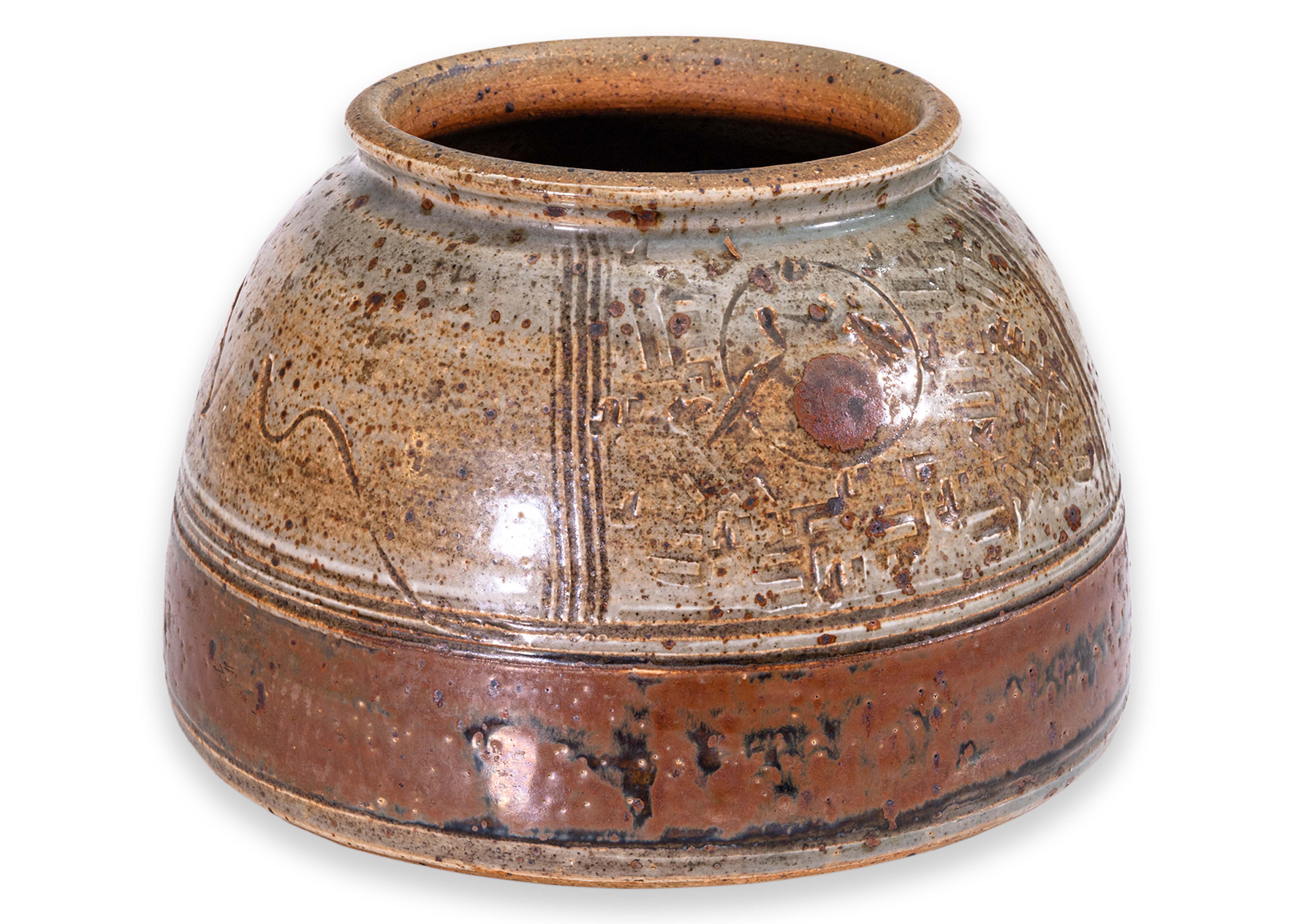 John Glick Modernist Stoneware Vessel in ceramica smaltata Plum Tree Pottery in vendita 2