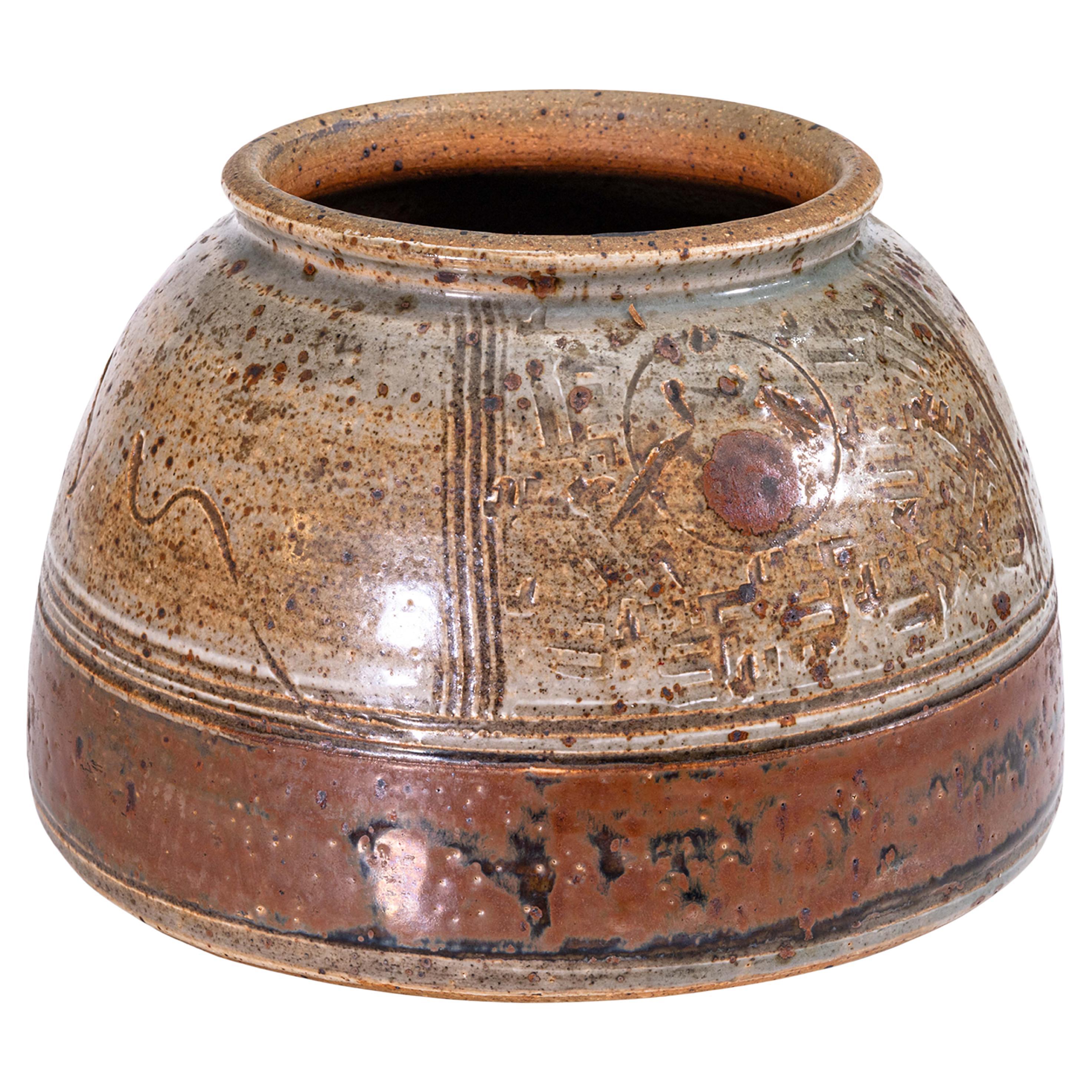 John Glick Modernist Stoneware Glazed Ceramic Planter Vessel Plum Tree Pottery