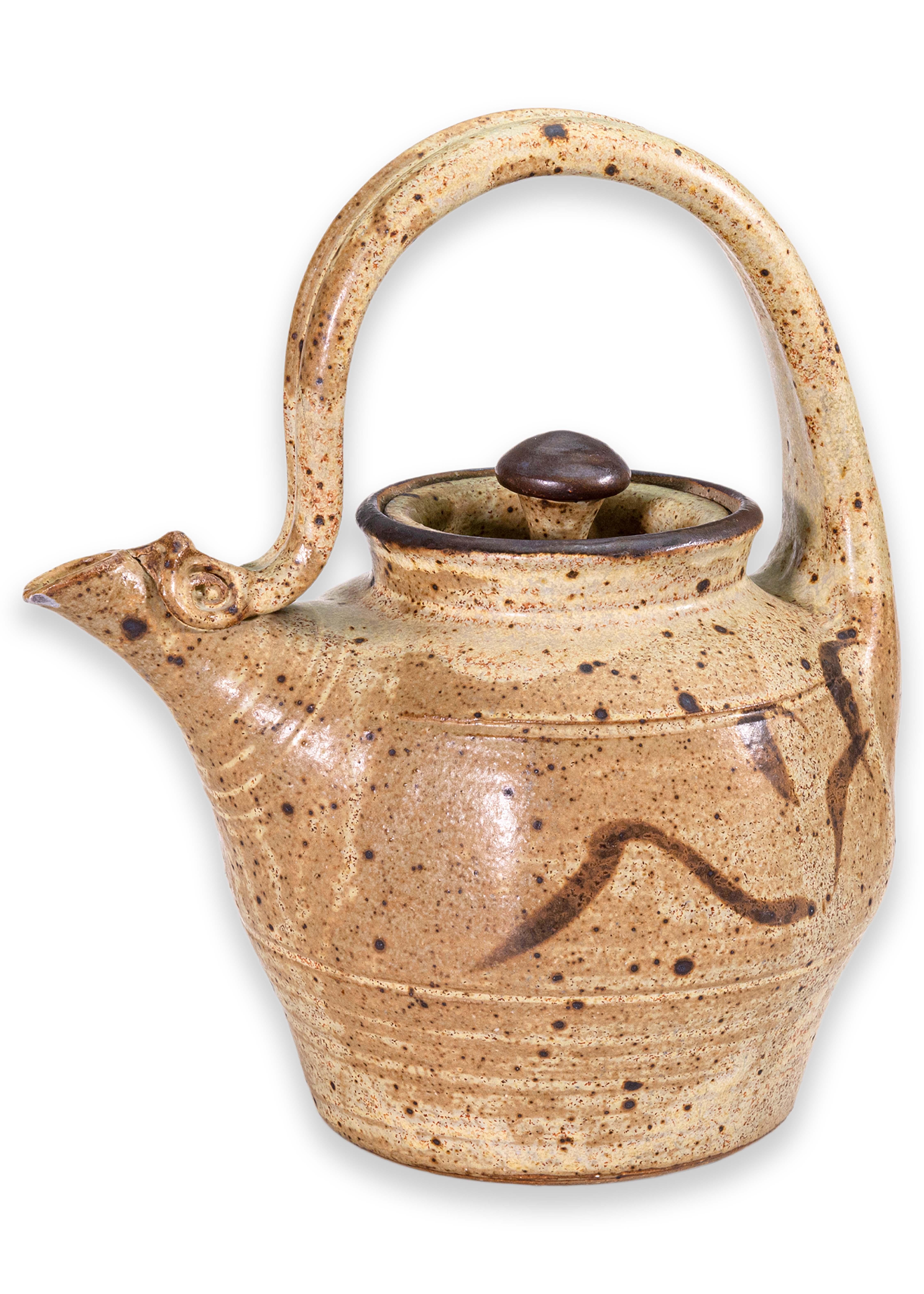John Glick Modernist Stoneware Glazed Ceramic Pottery Tea Pot Plum Tree Pottery For Sale 4