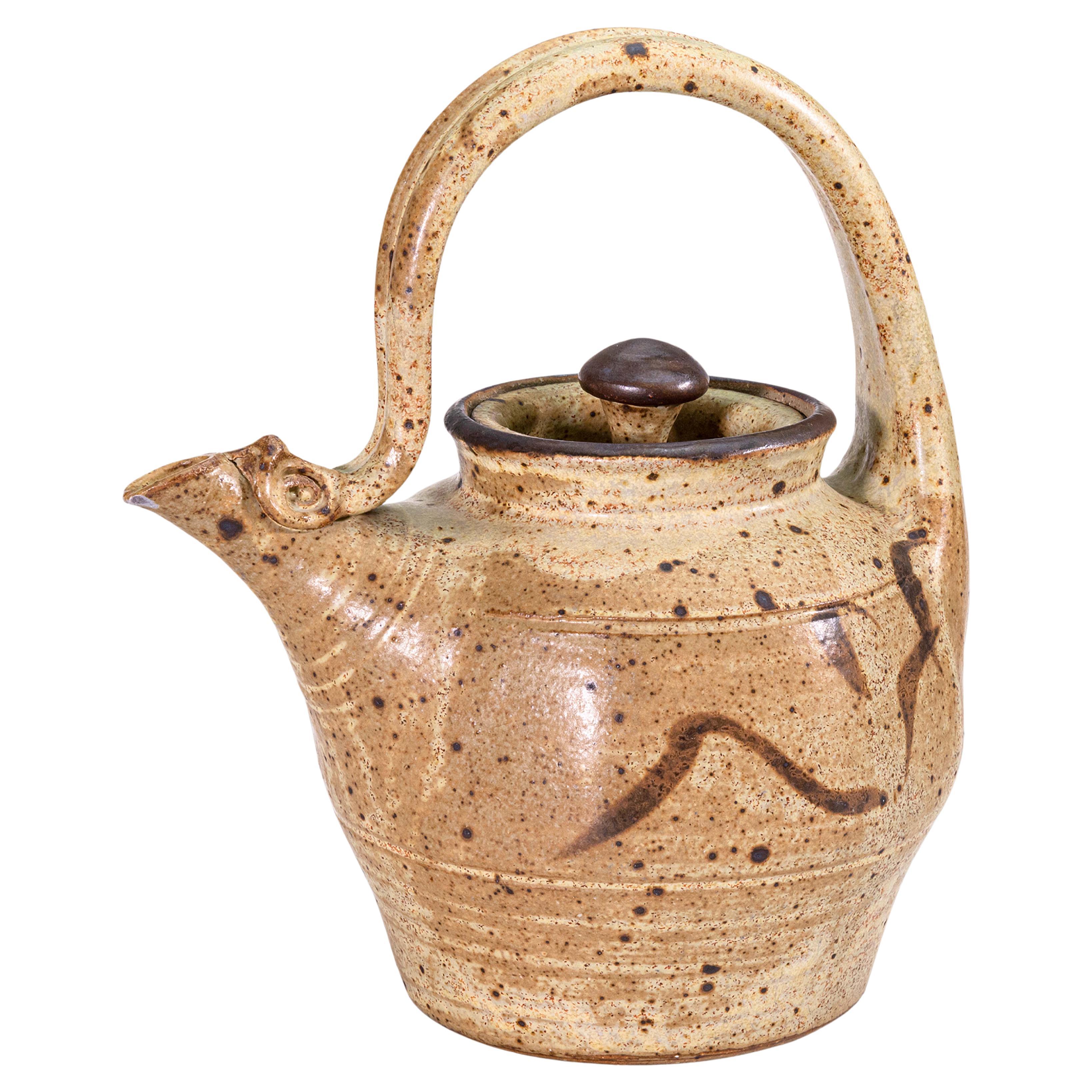 John Glick Modernist Stoneware Glazed Ceramic Pottery Tea Pot Plum Tree Pottery