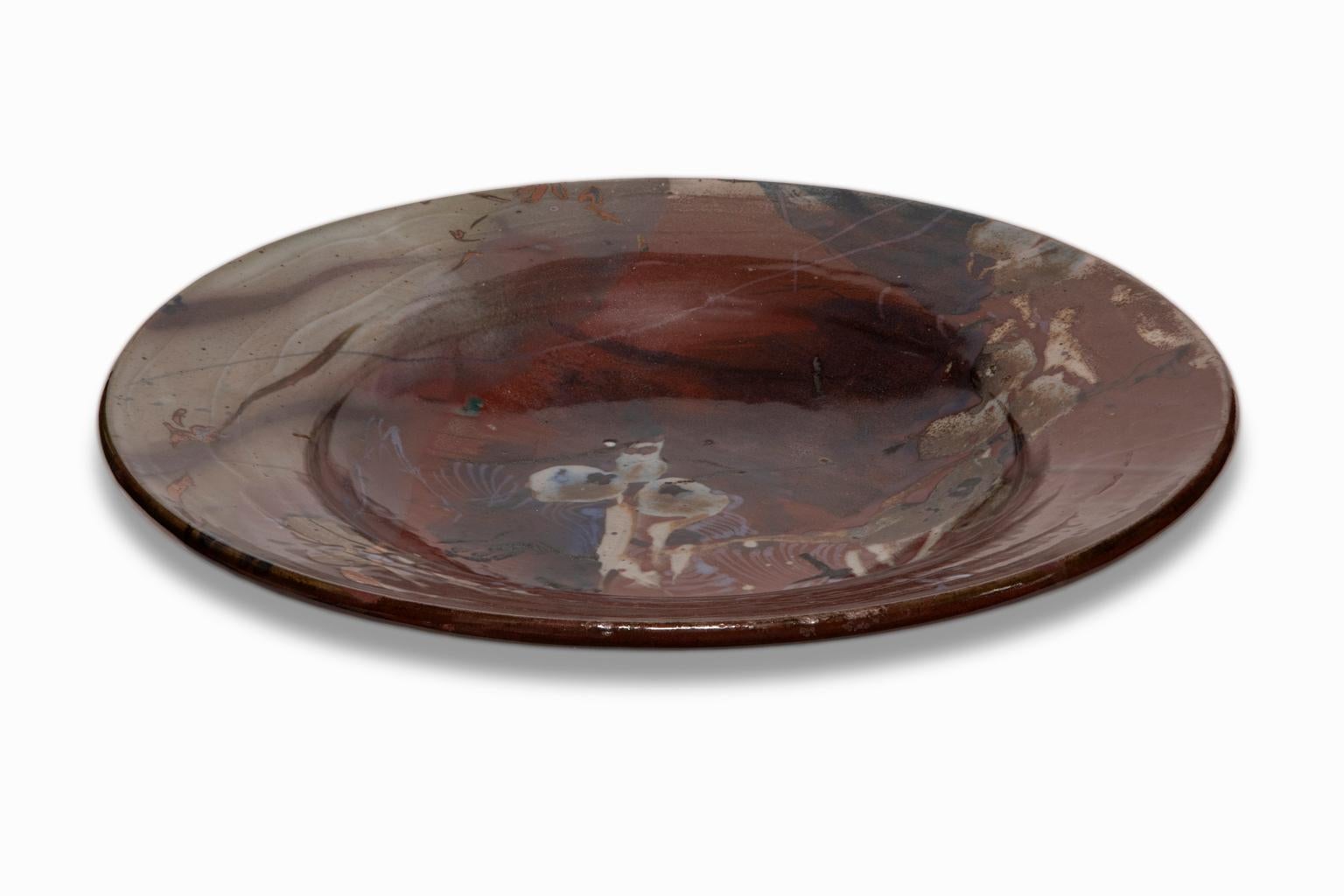Hand-Crafted John Glick Plum Street Pottery Ceramic Charger Monumental  For Sale