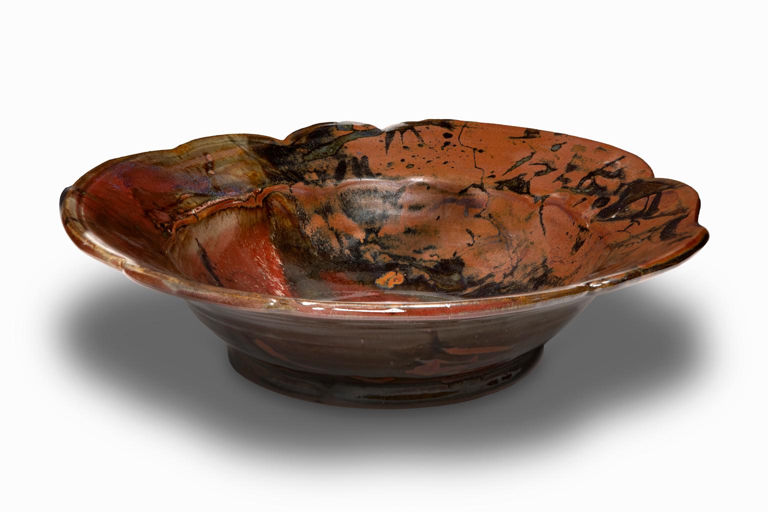American John Glick Plum Street Pottery Ceramic Glazed Bowl/Charger Extra-large  For Sale