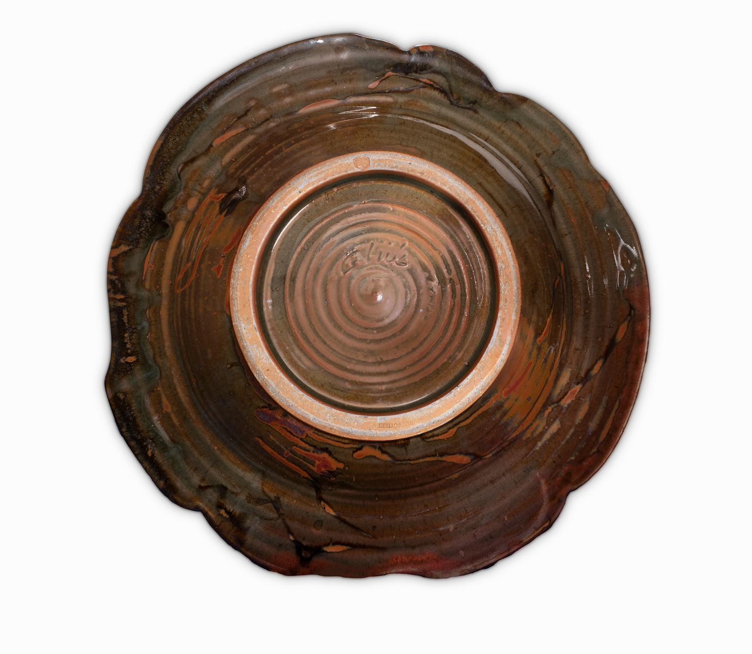 John Glick Plum Street Pottery Ceramic Glazed Bowl/Charger Extra-large  For Sale 1