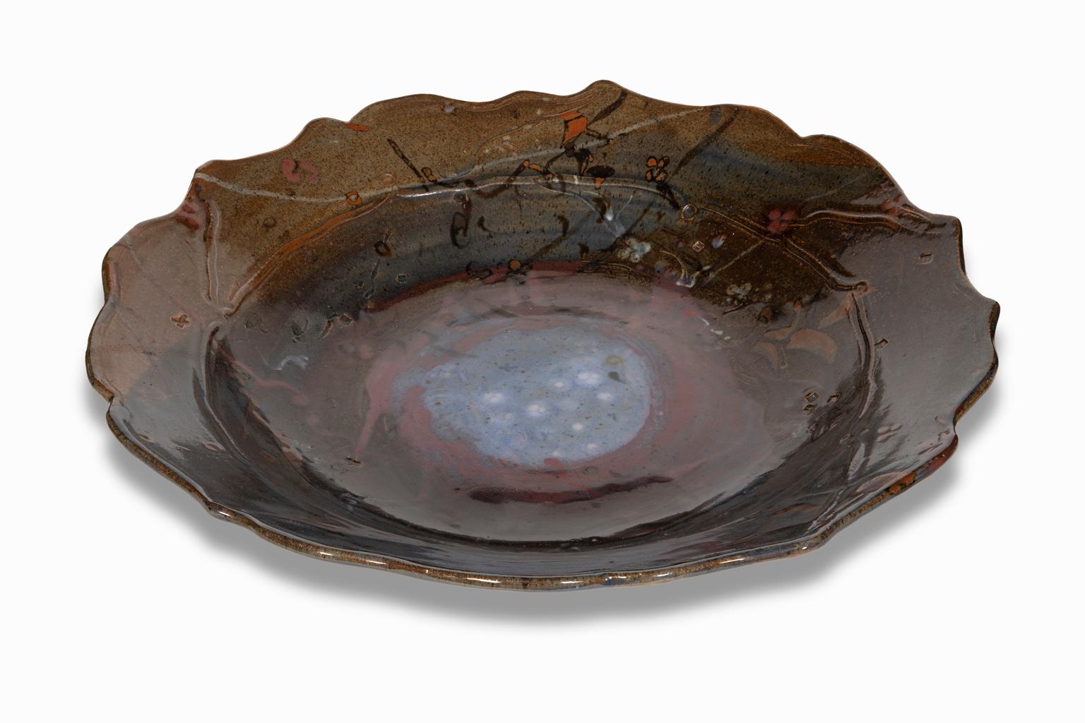 American John Glick Plum Street Pottery Signed Monumental Ceramic Charger For Sale