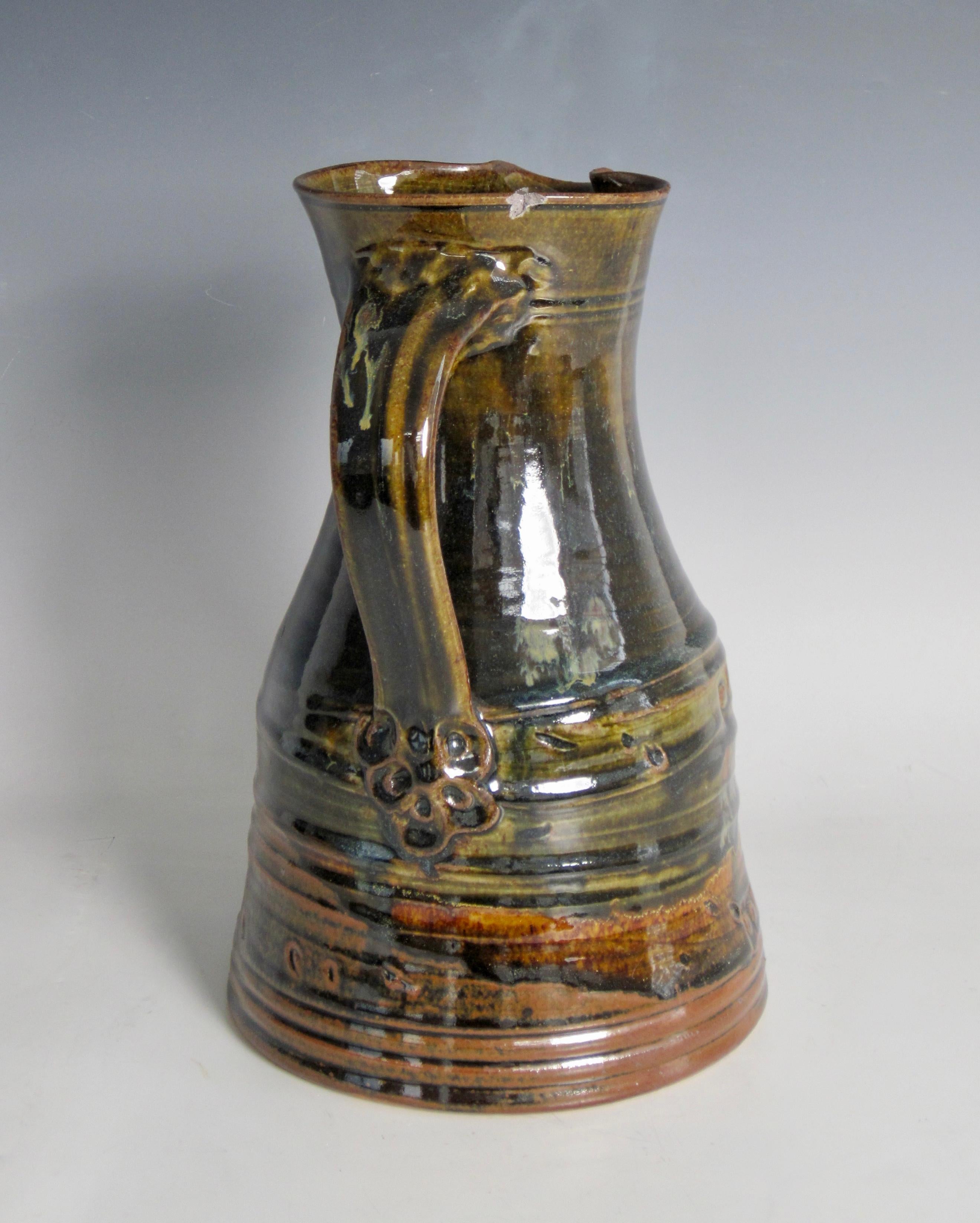 Late 20th Century John Glick Pottery Pitcher For Sale