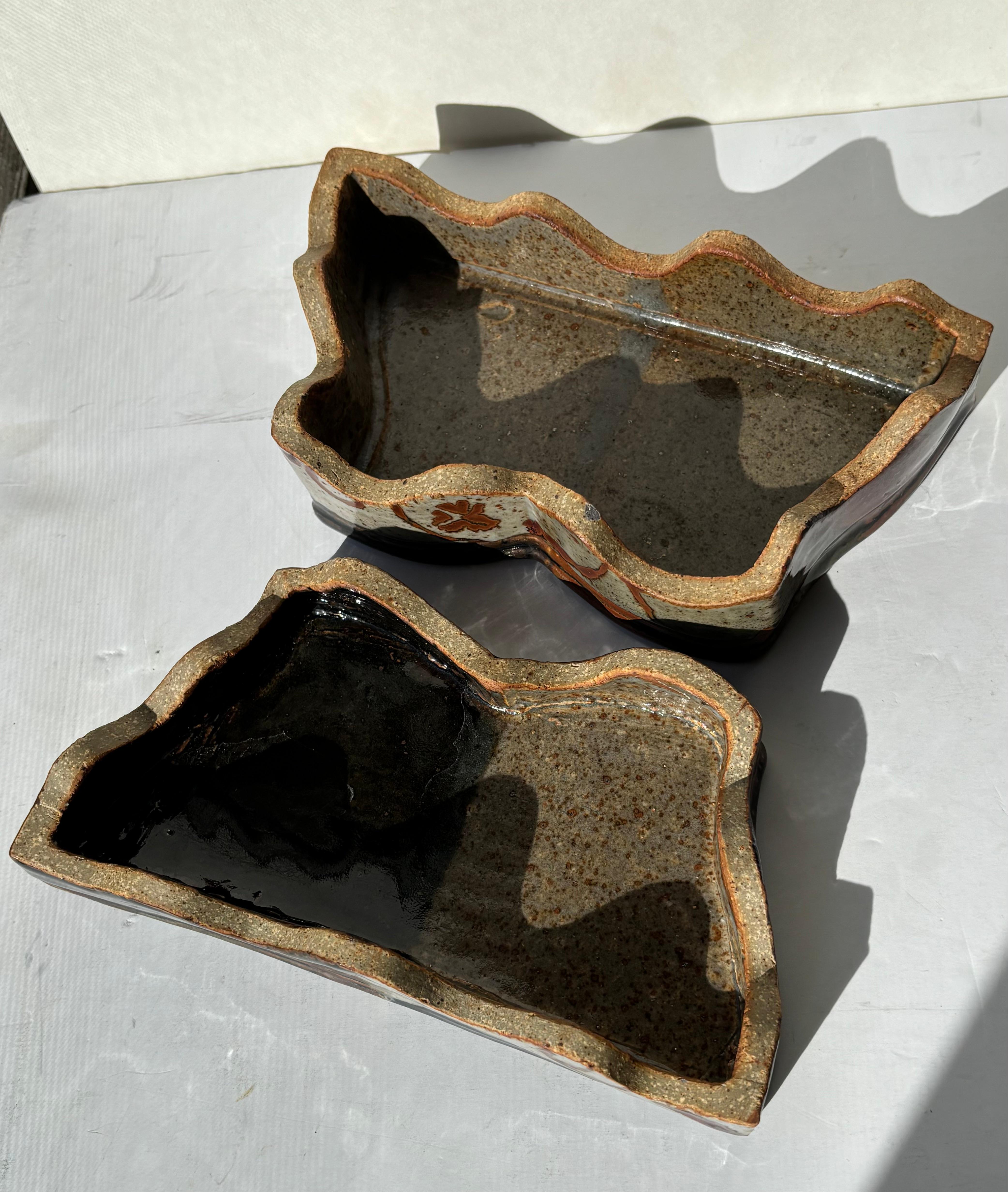 Modern John Glick pottery/stoneware box , jewelry/ table box, signed . For Sale