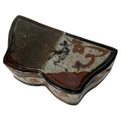John Glick pottery/stoneware box , jewelry/ table box, signed .