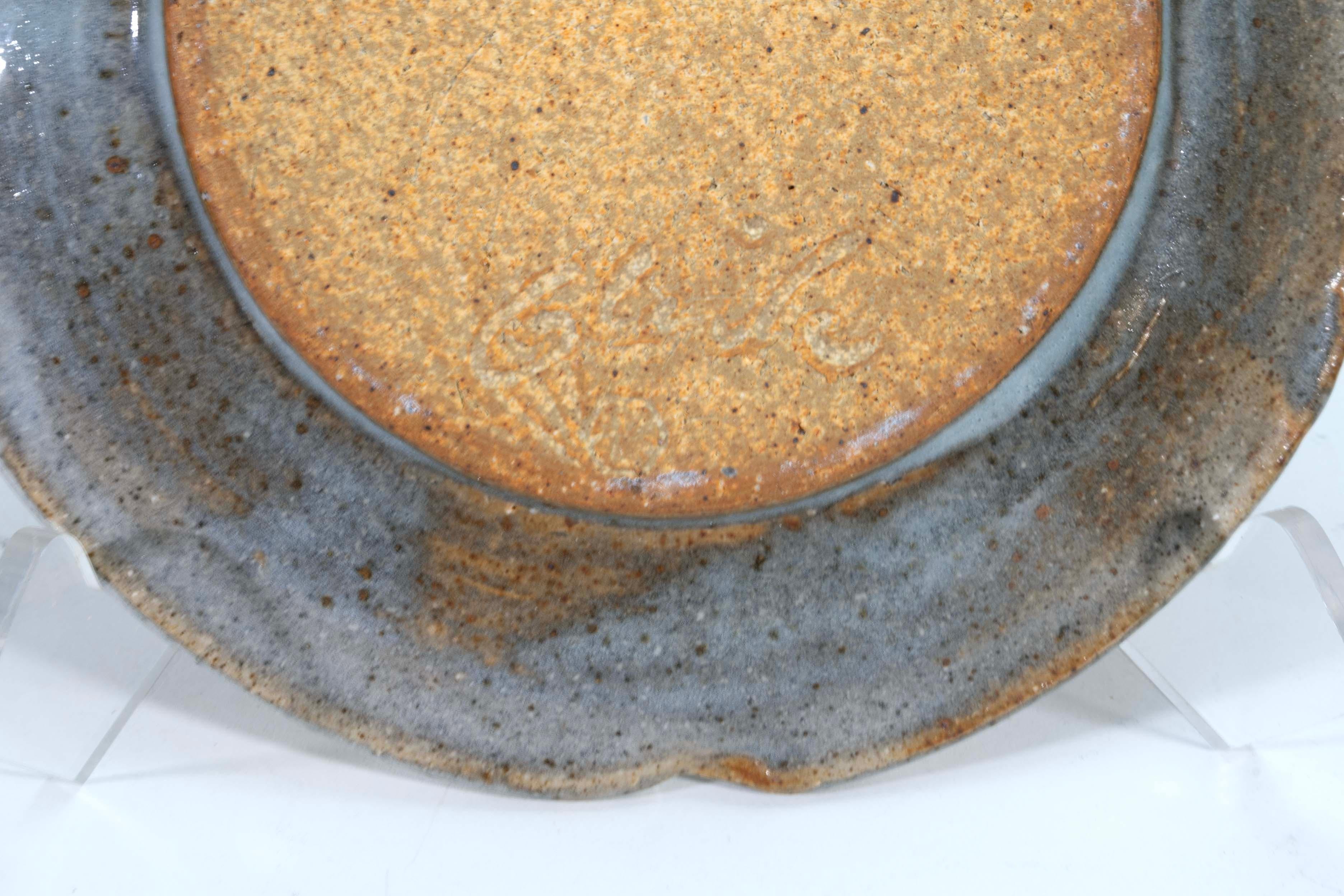 Pottery John Glick Set of 3 Ceramic Stoneware Small Plates Signed