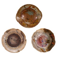 John Glick Set of 3 Ceramic Stoneware Small Plates Signed